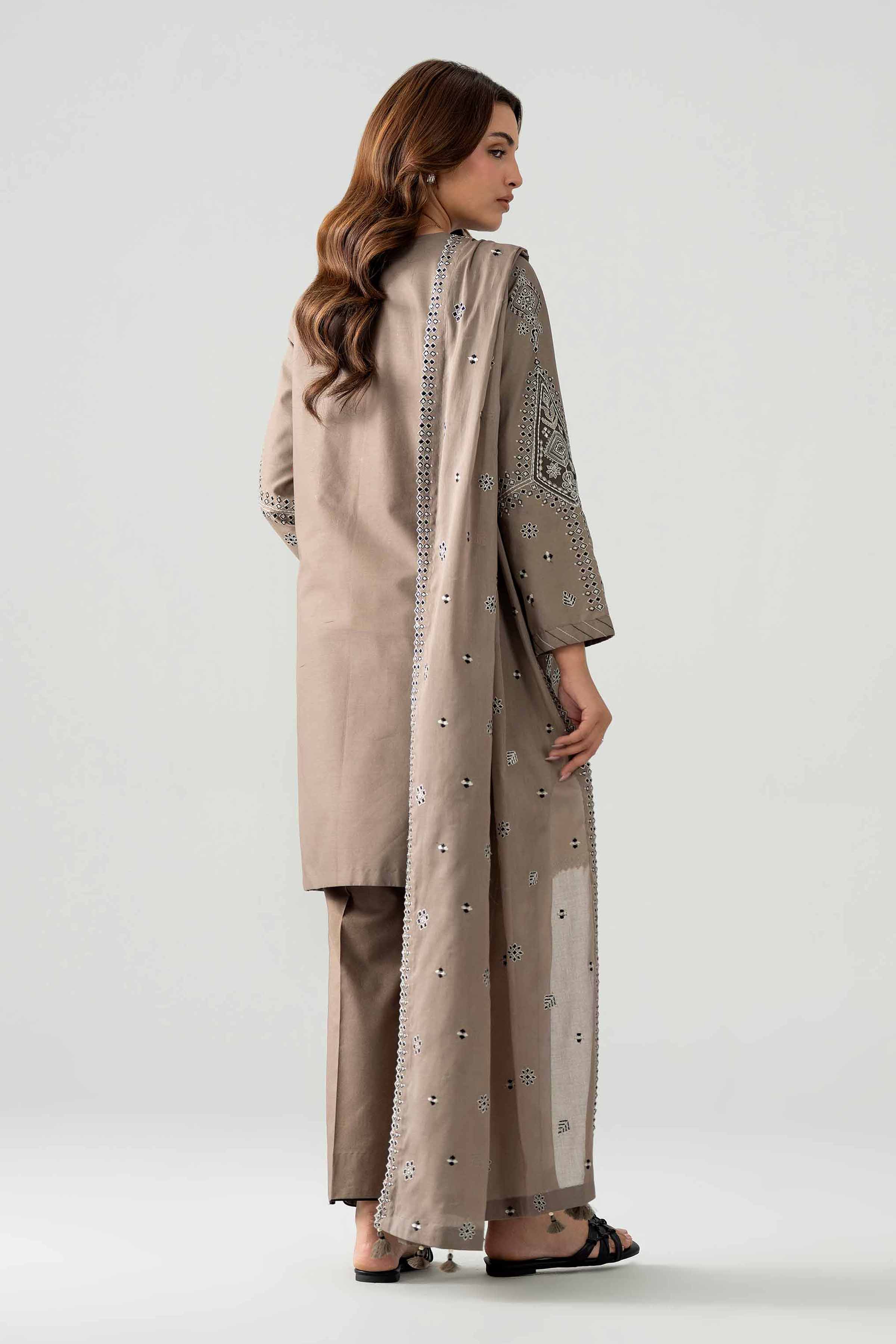 3 Piece - Embroidered Suit - 42602034 Brown Lawn 3PC Embroidered Nishat Australia