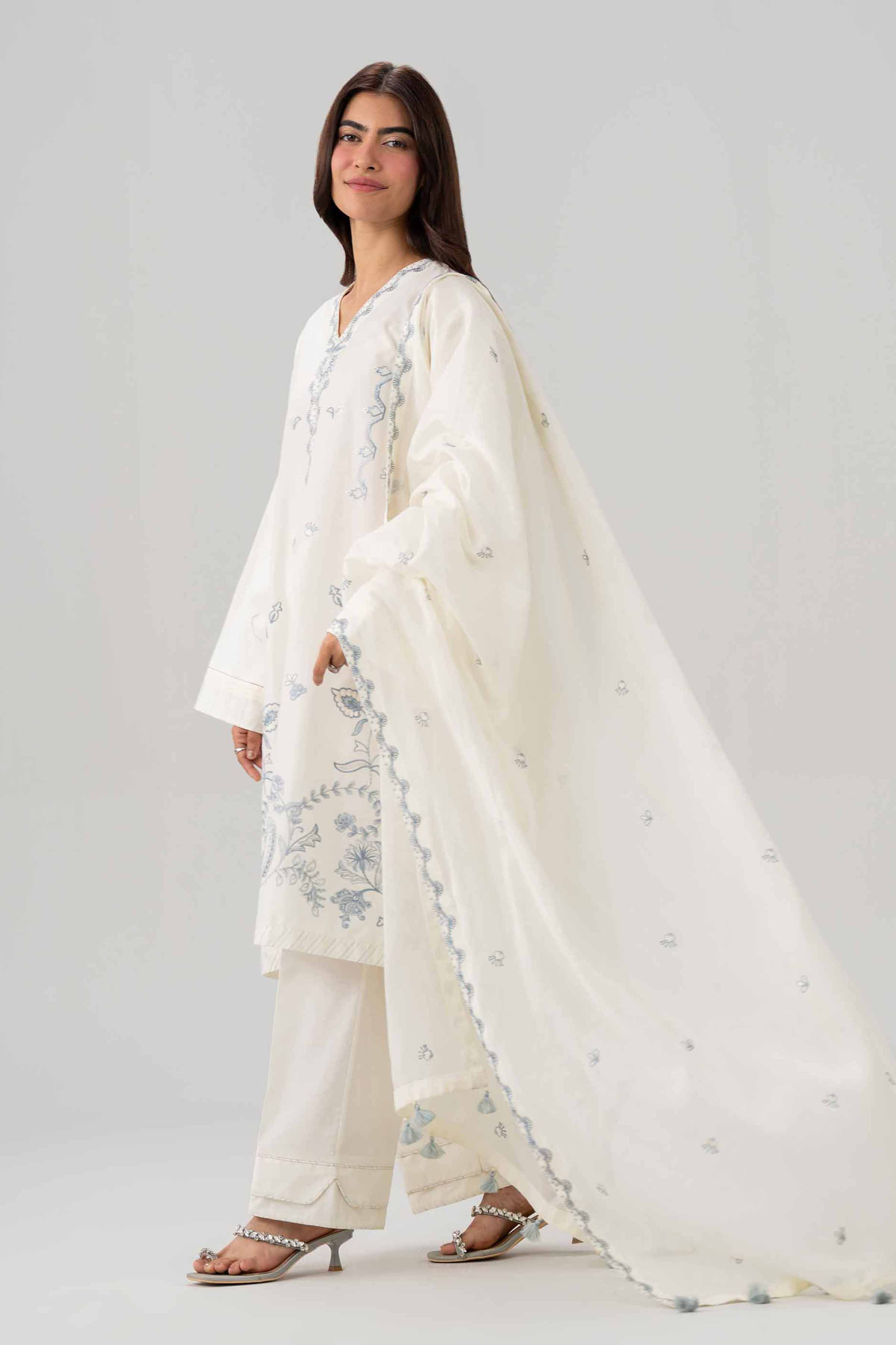3 Piece - Embroidered Suit - 42602035 Beige Lawn 3PC Embroidered Nishat Australia