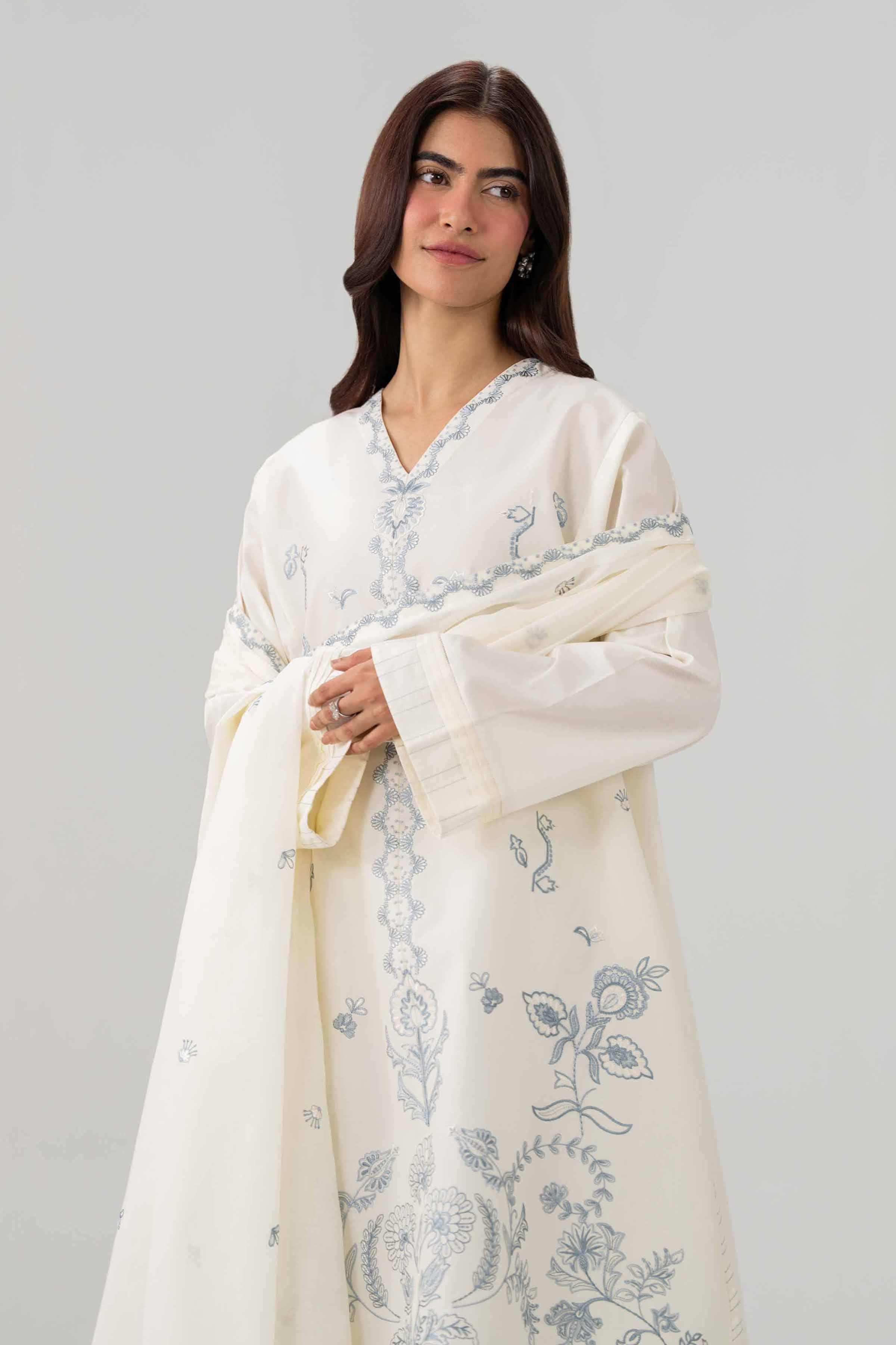 3 Piece - Embroidered Suit - 42602035 Beige Lawn 3PC Embroidered Nishat Australia