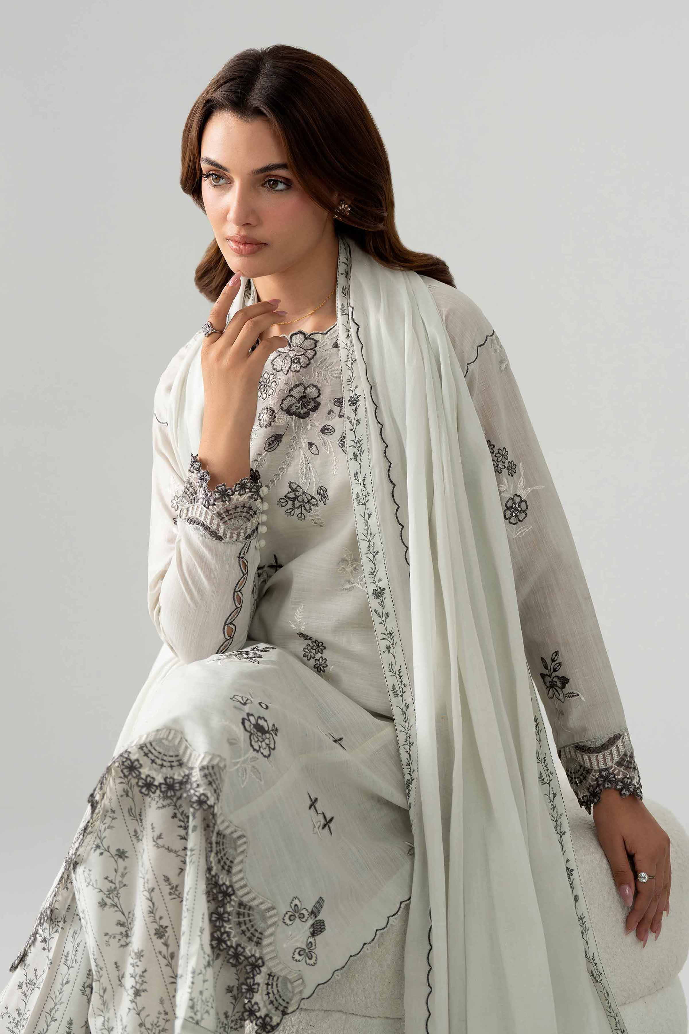 3 Piece - Printed Embroidered Suit - 42602042 White Lawn 3PC Embroidered Nishat Australia