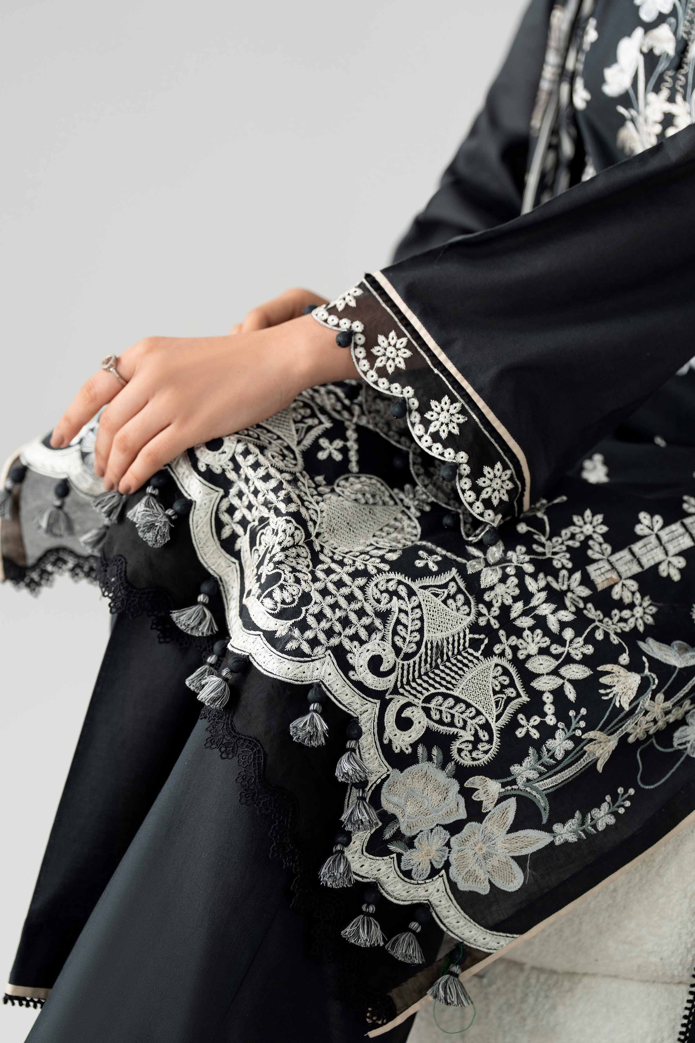 3 Piece - Digital Printed Embroidered Suit - 42602045 Black Dobby 3PC Embroidered Nishat Australia