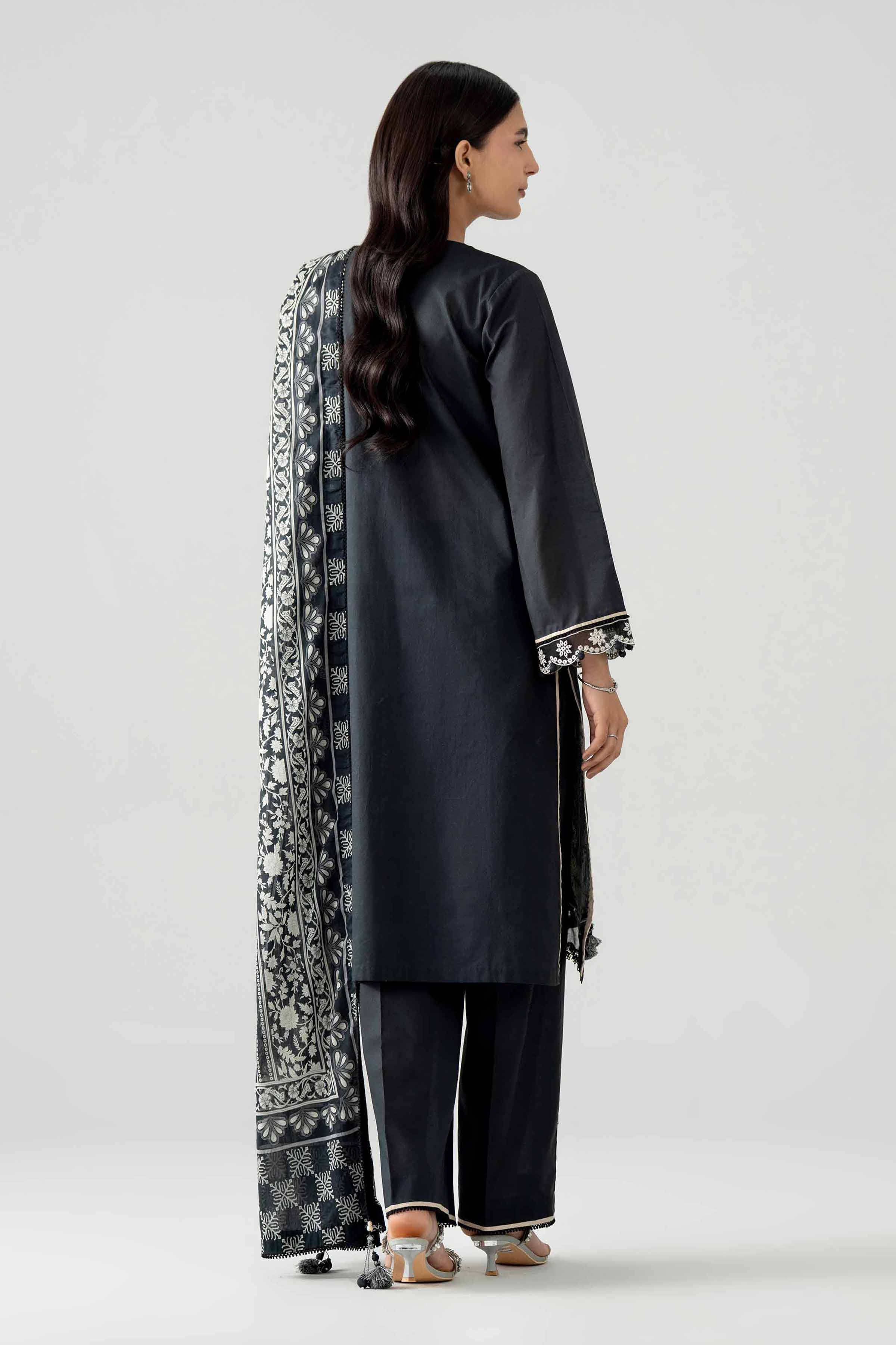 3 Piece - Digital Printed Embroidered Suit - 42602045 Black Dobby 3PC Embroidered Nishat Australia