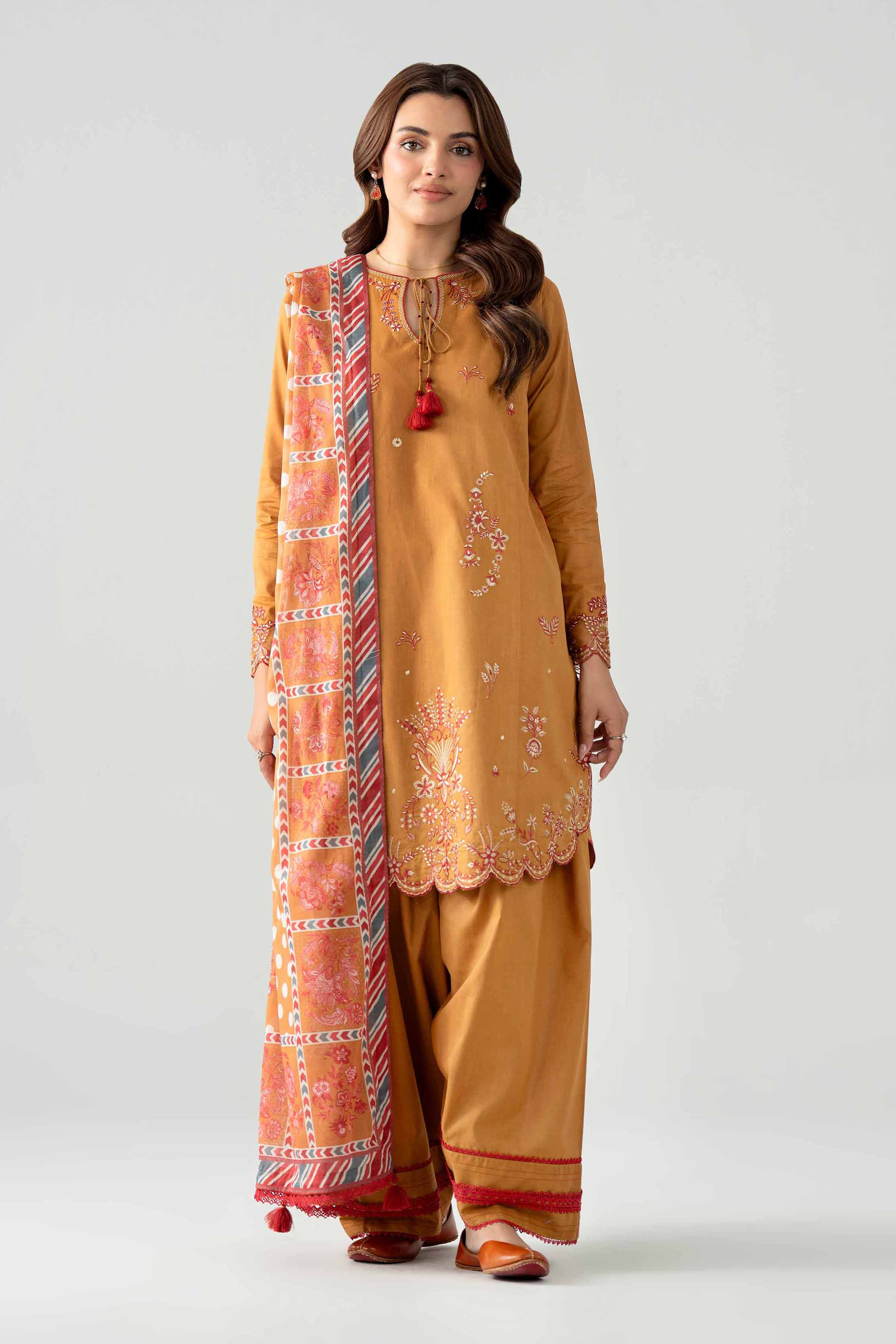 3 Piece - Digital Printed Embroidered Suit - 42602047 Brown Dobby 3PC Embroidered Nishat Australia