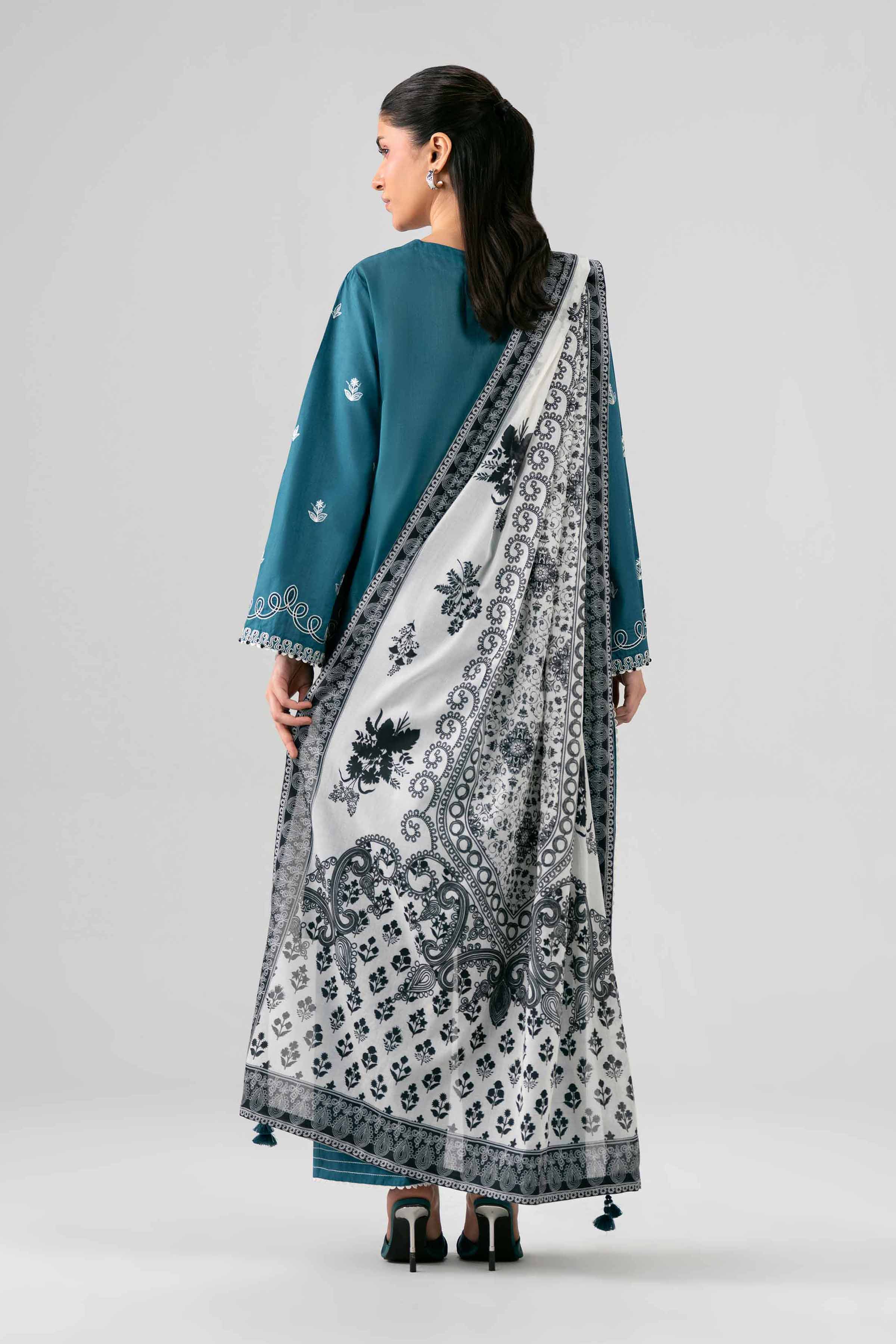 3 Piece - Digital Printed Embroidered Suit - 42602048 Green Dobby 3PC Embroidered Nishat Australia