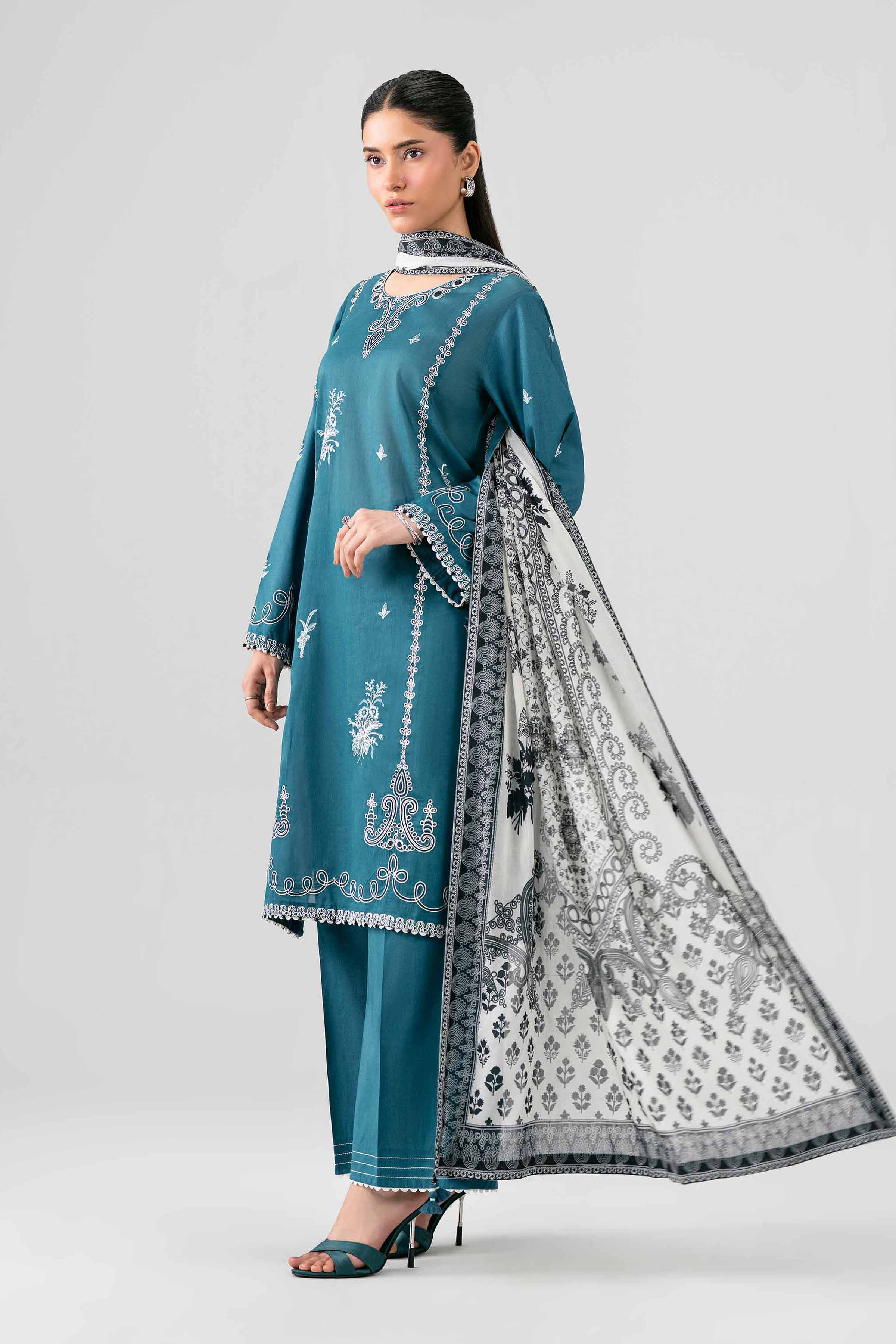 3 Piece - Digital Printed Embroidered Suit - 42602048 Green Dobby 3PC Embroidered Nishat Australia
