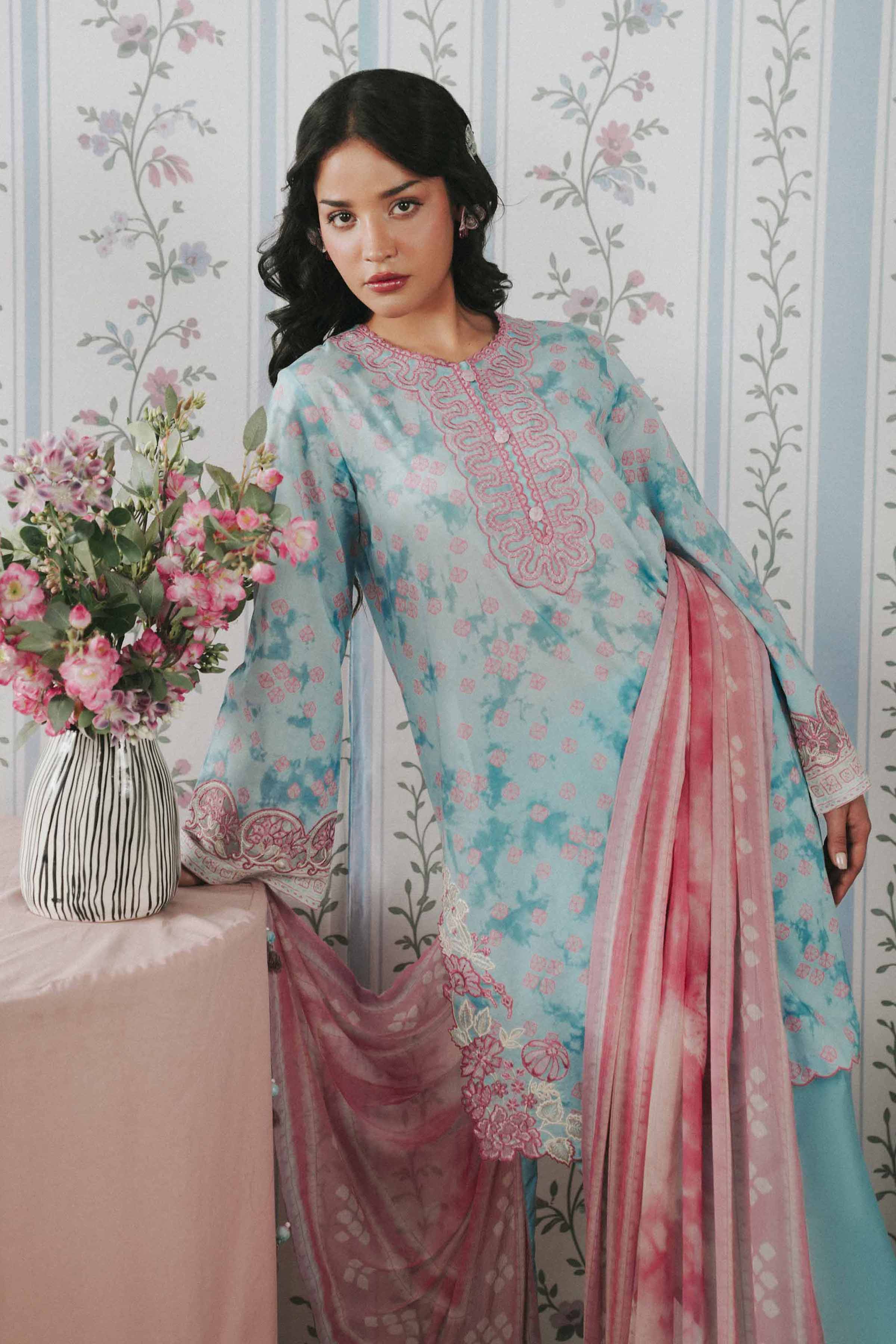 3 Piece - Digital Printed Embroidered Suit - 42602173