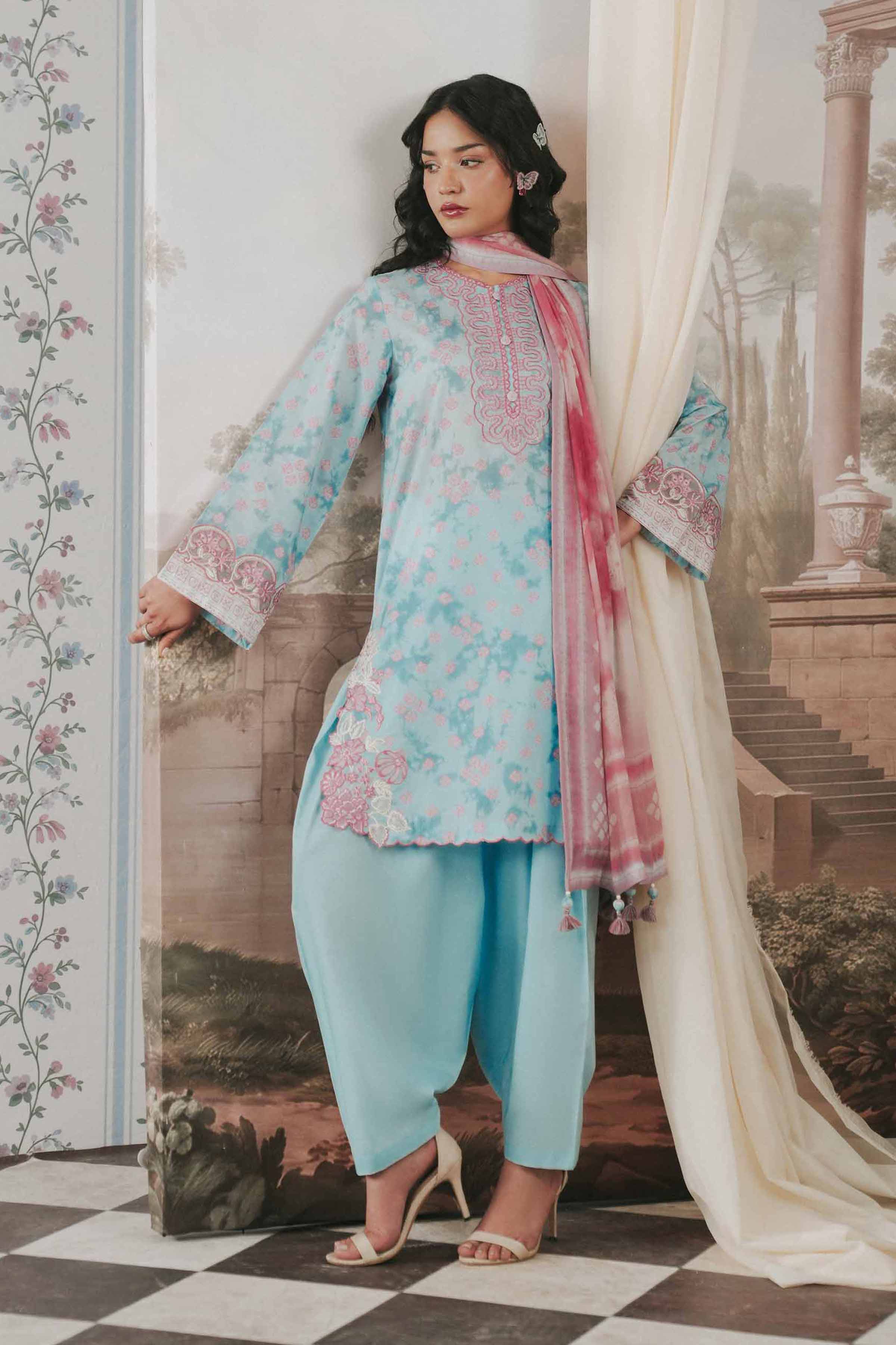 3 Piece - Digital Printed Embroidered Suit - 42602173