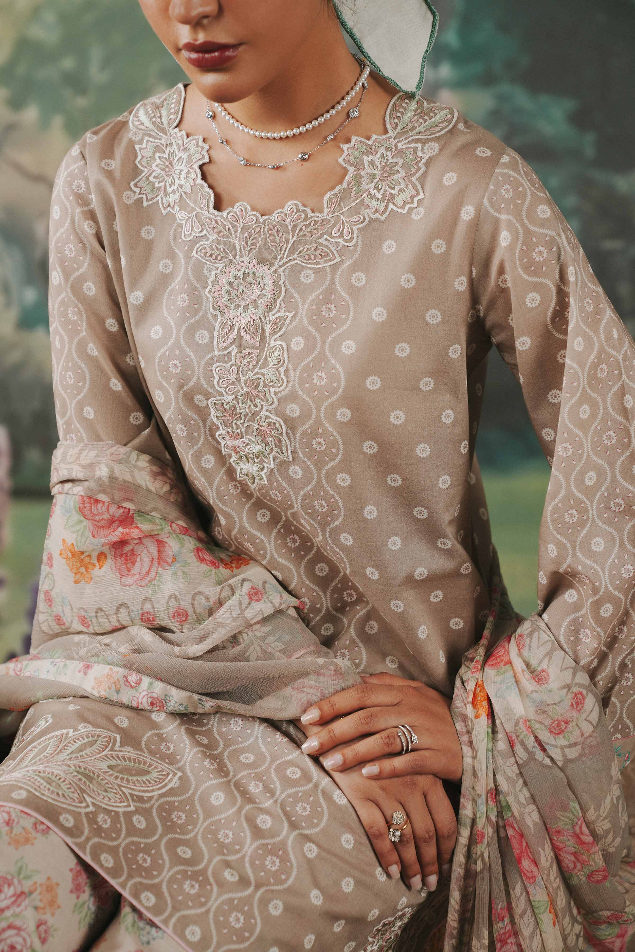 3 Piece - Digital Printed Embroidered Suit - 42602176