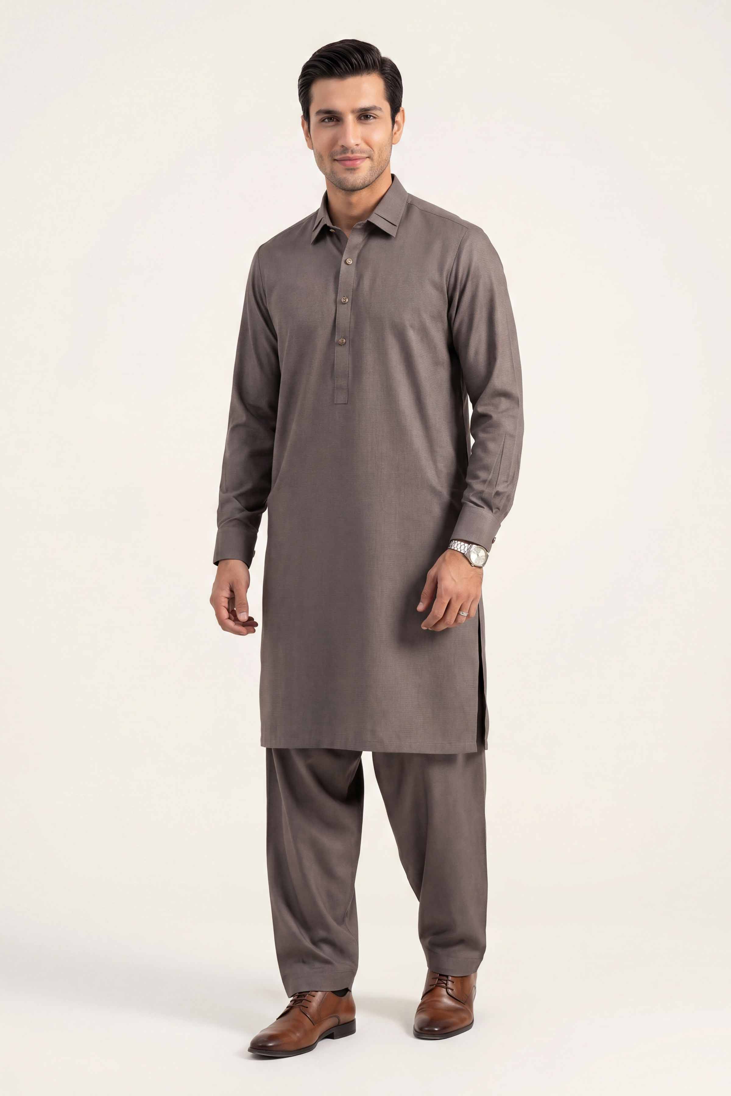 2 Piece - Naqsh Suit - 42608017 Grey Cotton 2PC Non-Embroidered Nishat Australia