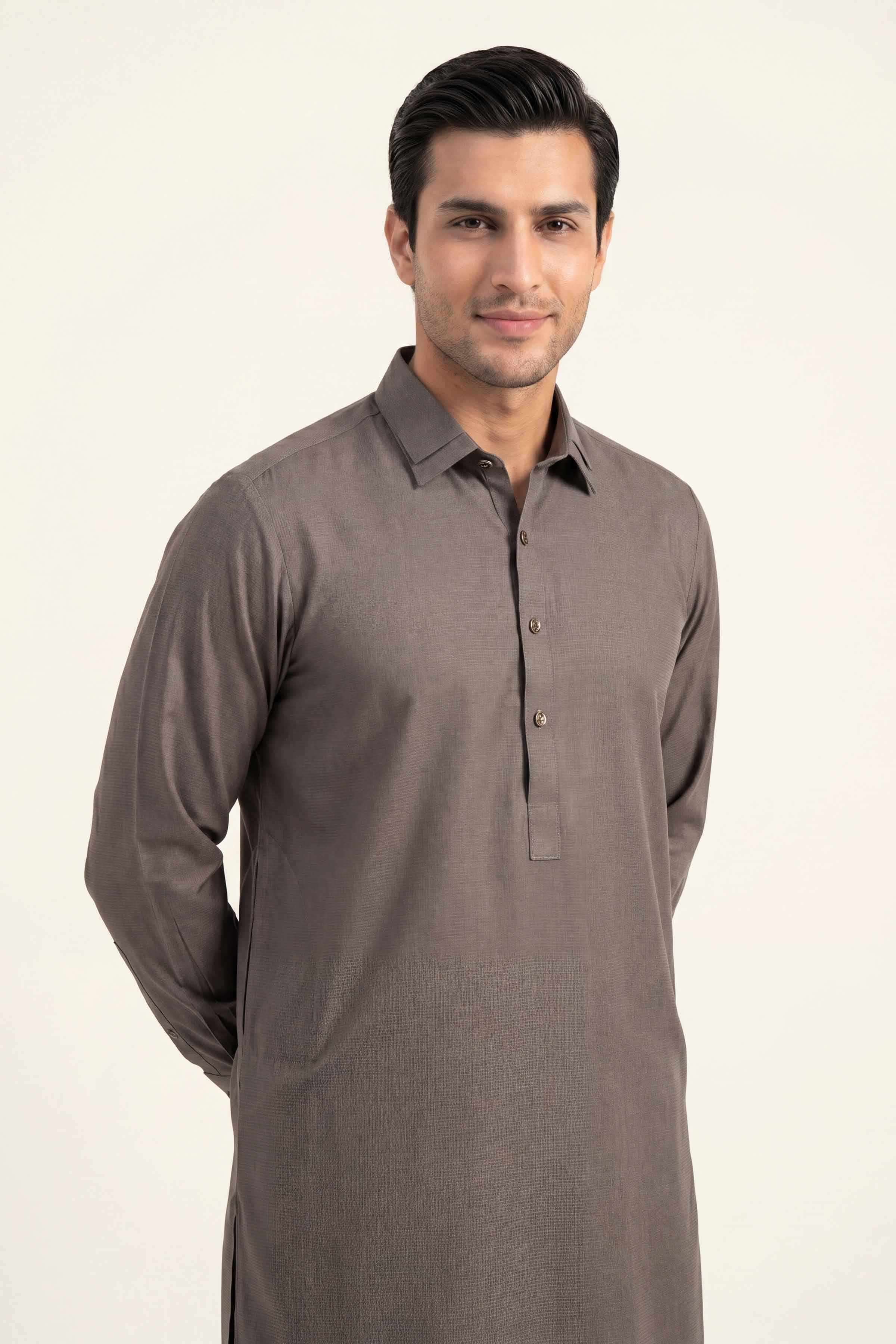 2 Piece - Naqsh Suit - 42608017 Grey Cotton 2PC Non-Embroidered Nishat Australia