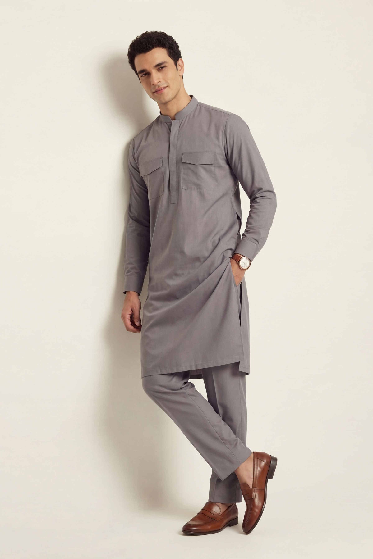 2 Piece - Naqsh Suit -  42608020 Grey Cotton 2PC Non-Embroidered Nishat Australia