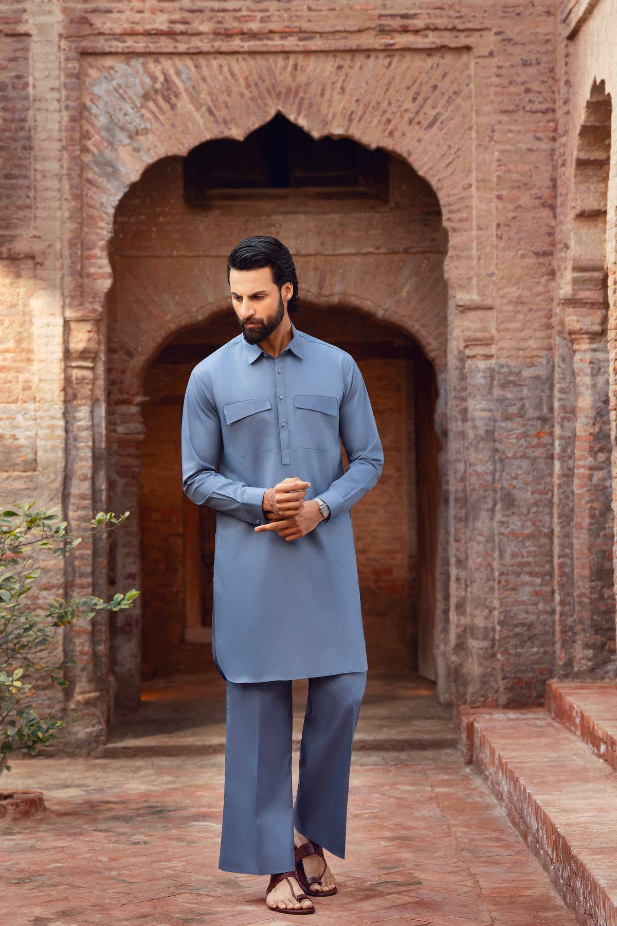 2 Piece - Naqsh Suit -  42608025 Blue Cotton 2PC Non-Embroidered Nishat Australia