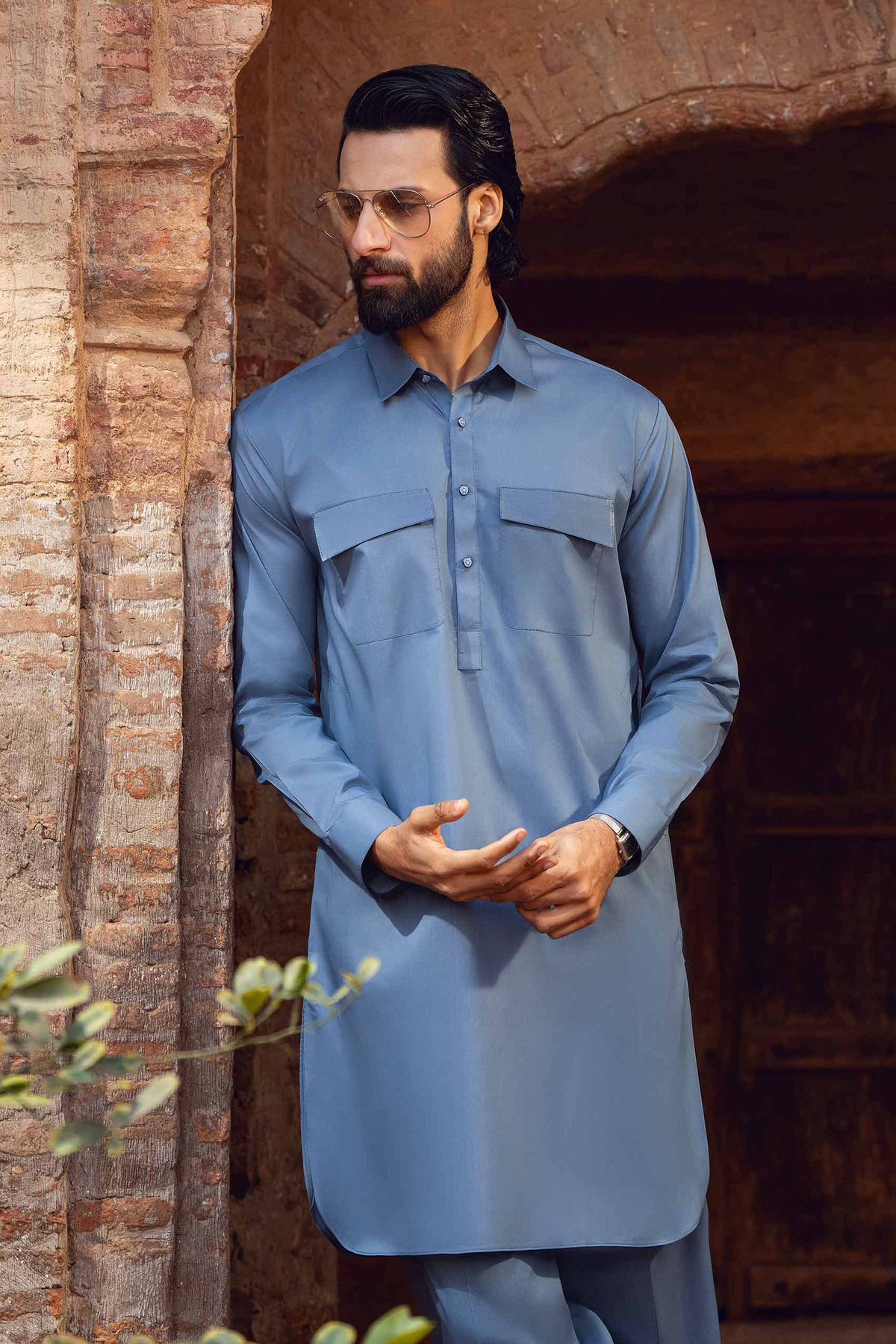 2 Piece - Naqsh Suit -  42608025 Blue Cotton 2PC Non-Embroidered Nishat Australia