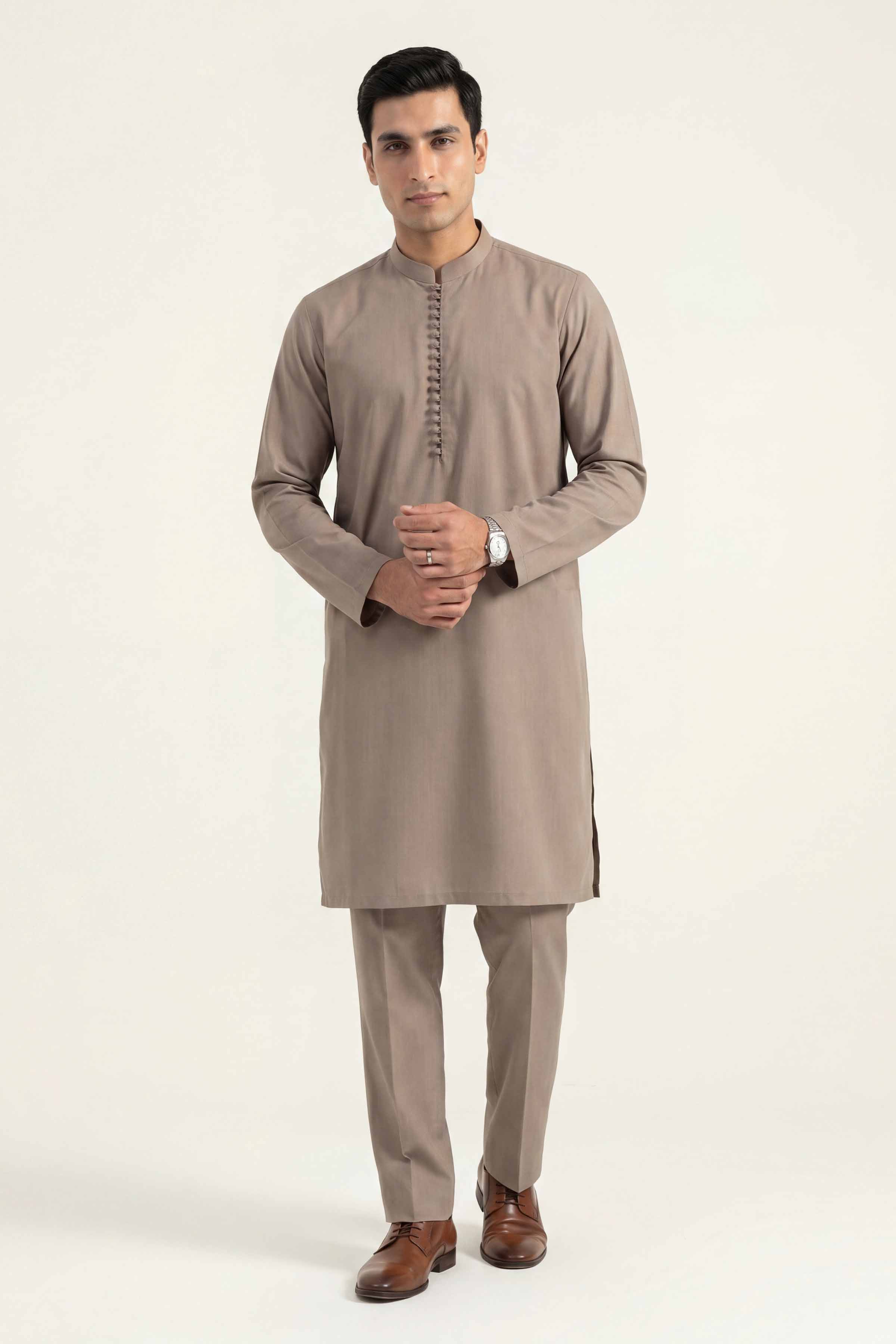 2 Piece - Naqsh Suit - 42608028 Brown Cotton 2PC Non-Embroidered Nishat Australia
