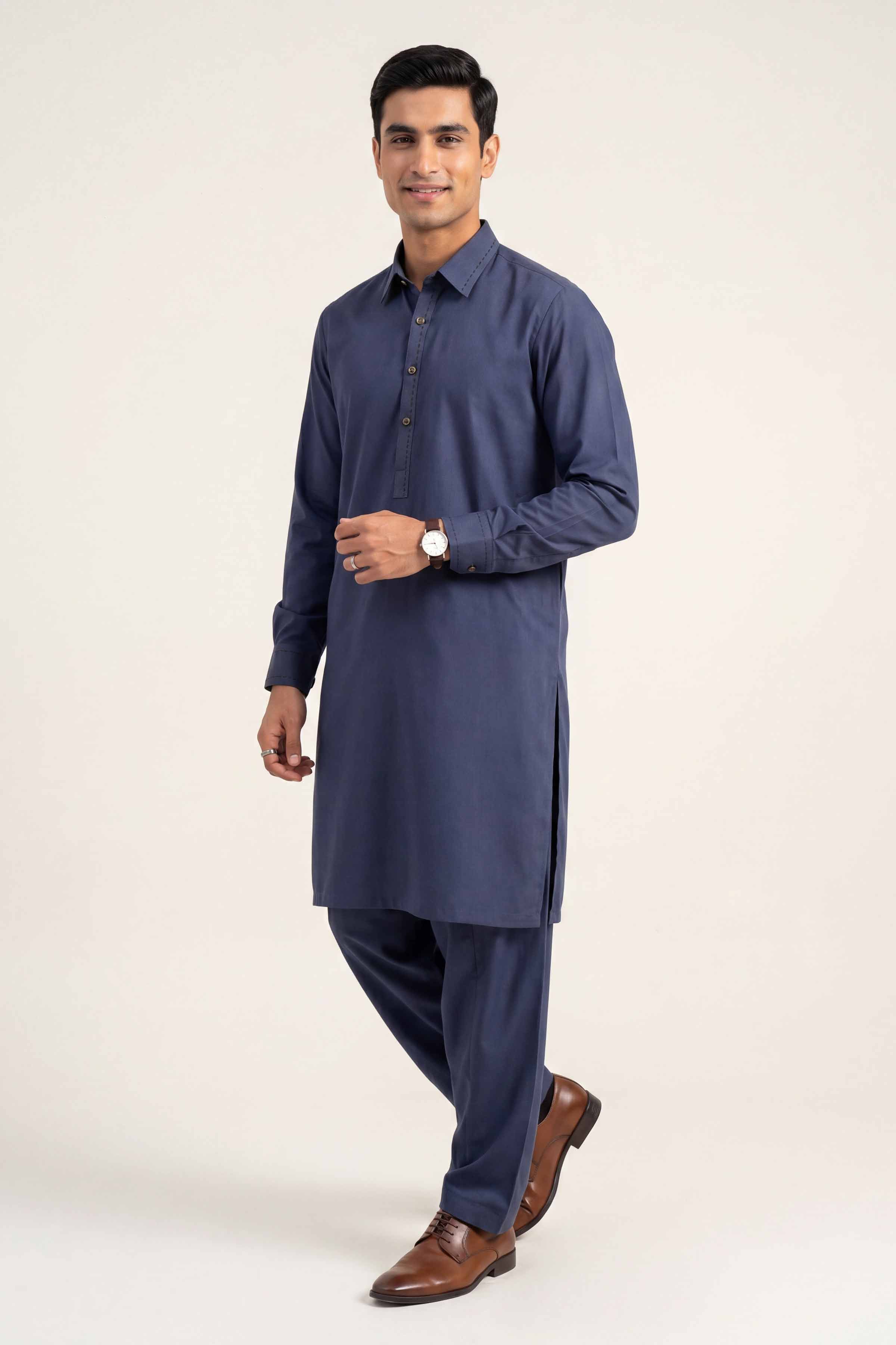 2 Piece - Naqsh Suit - 42608029 Blue Cotton 2PC Non-Embroidered Nishat Australia