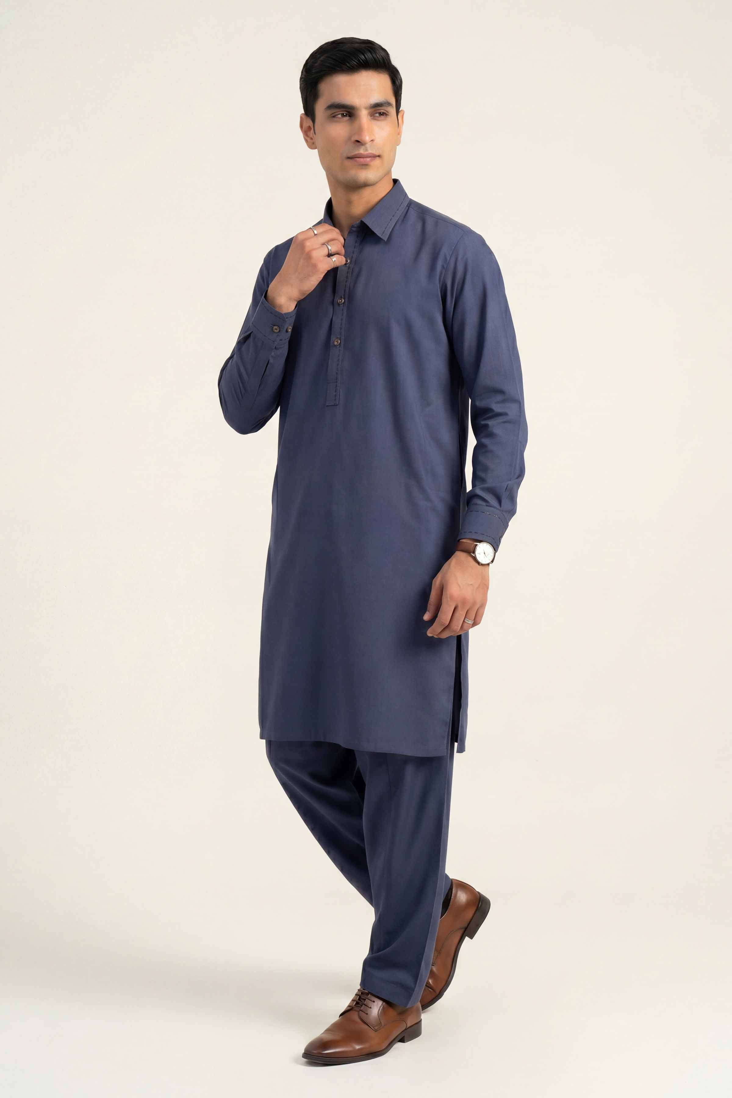 2 Piece - Naqsh Suit - 42608029 Blue Cotton 2PC Non-Embroidered Nishat Australia