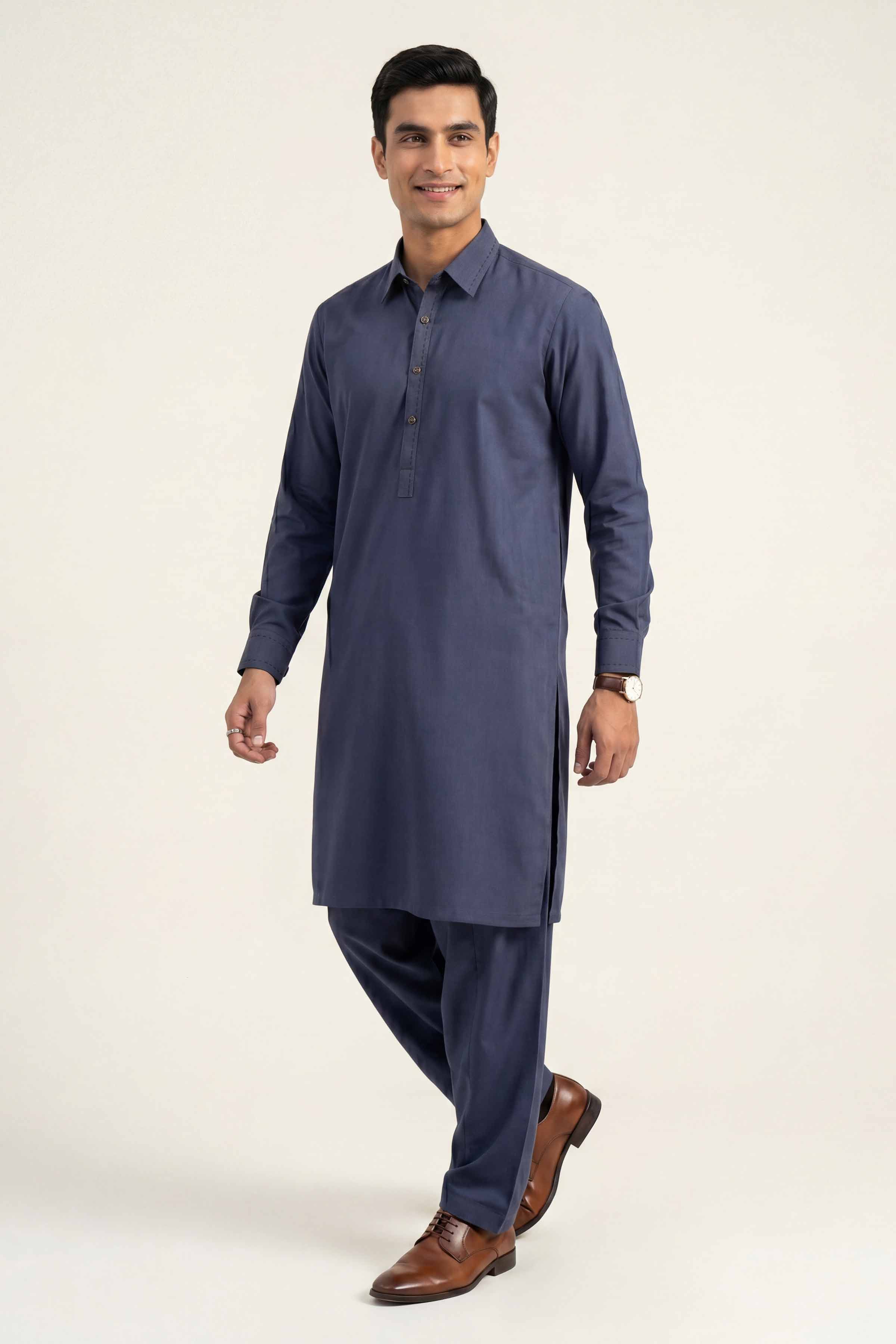 2 Piece - Naqsh Suit - 42608029 Blue Cotton 2PC Non-Embroidered Nishat Australia