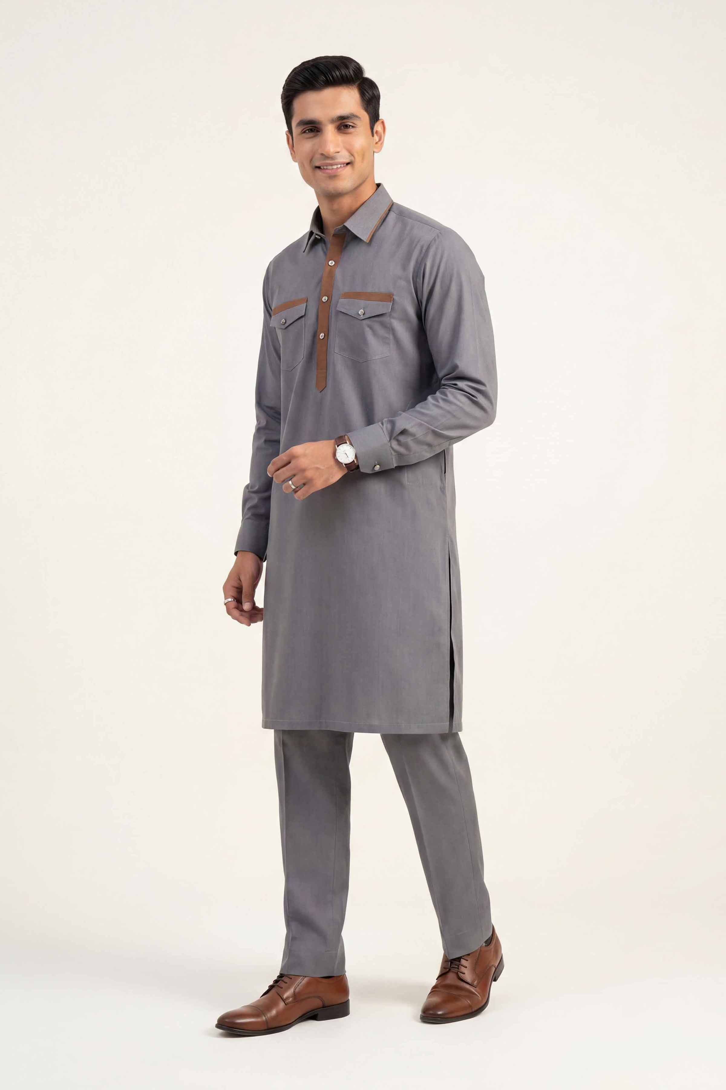 2 Piece - Naqsh Suit - 42608037 Grey Latha 2PC Non-Embroidered Nishat Australia