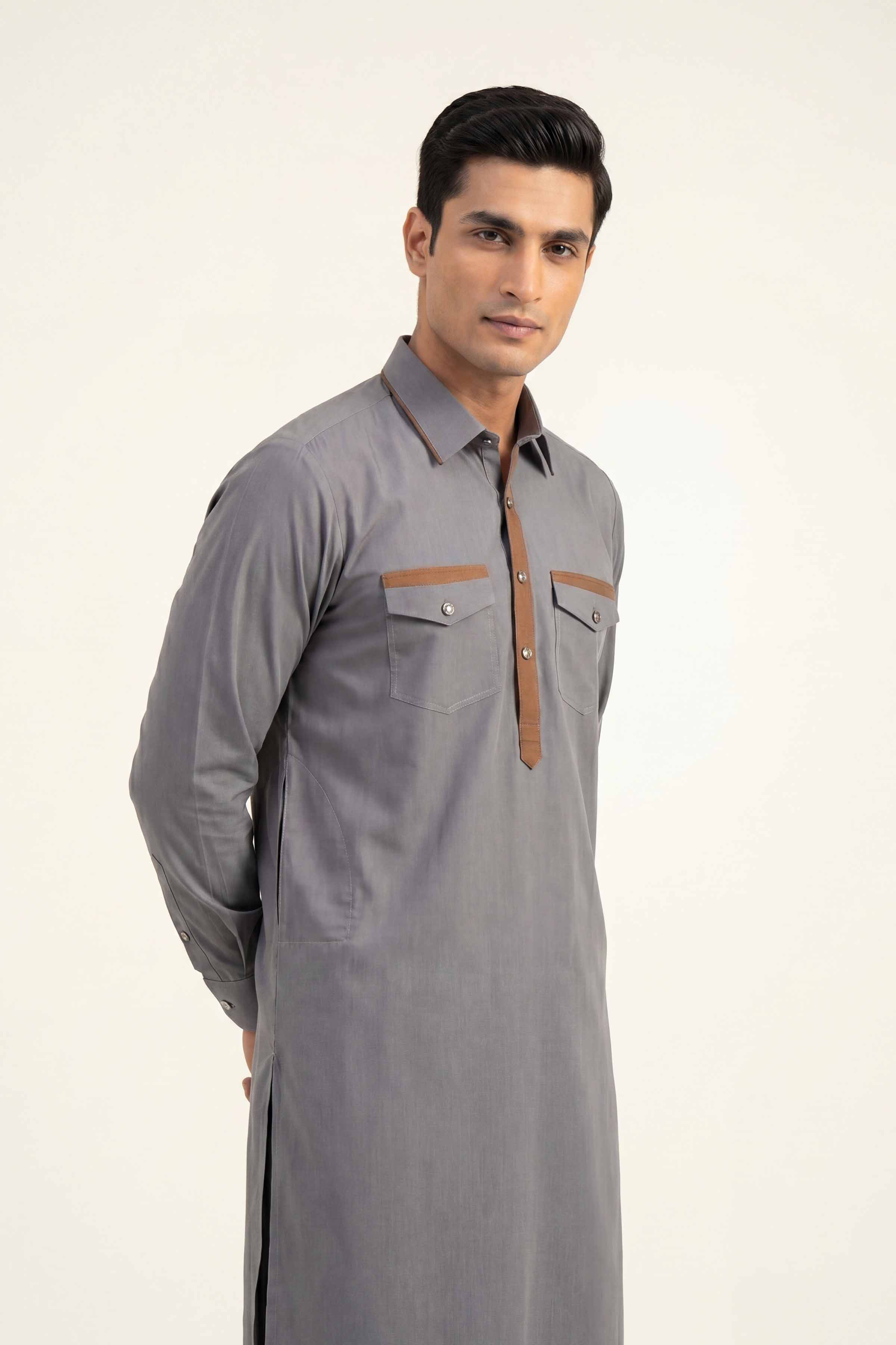 2 Piece - Naqsh Suit - 42608037 Grey Latha 2PC Non-Embroidered Nishat Australia