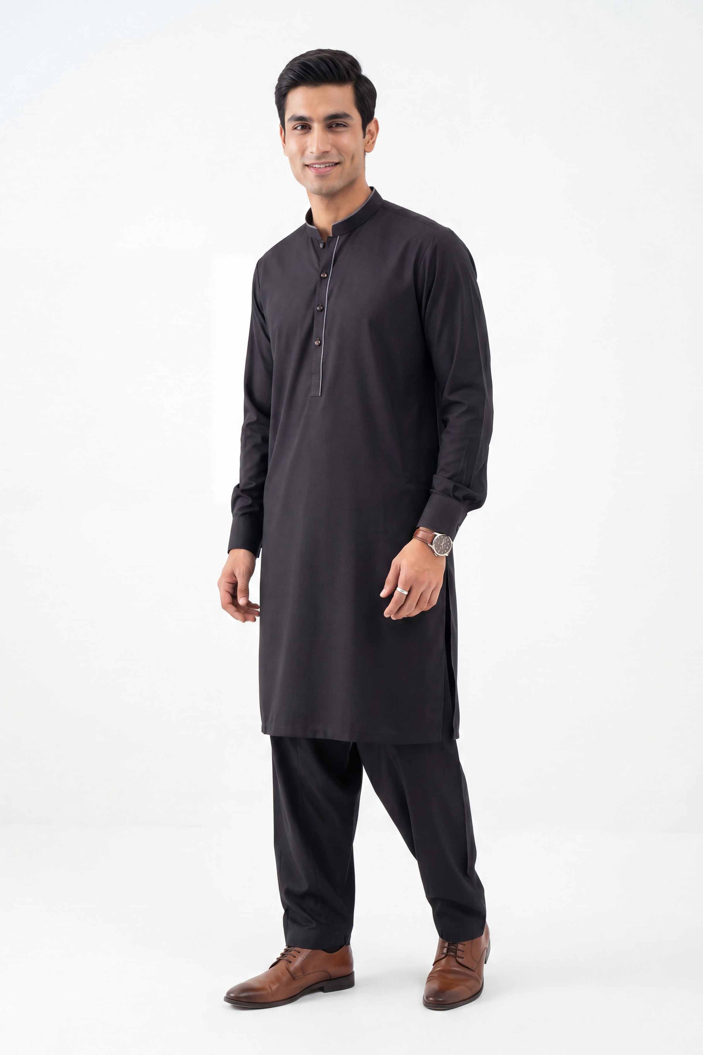 2 Piece - Naqsh Suit - 42608045 Black Latha 2PC Non-Embroidered Nishat Australia