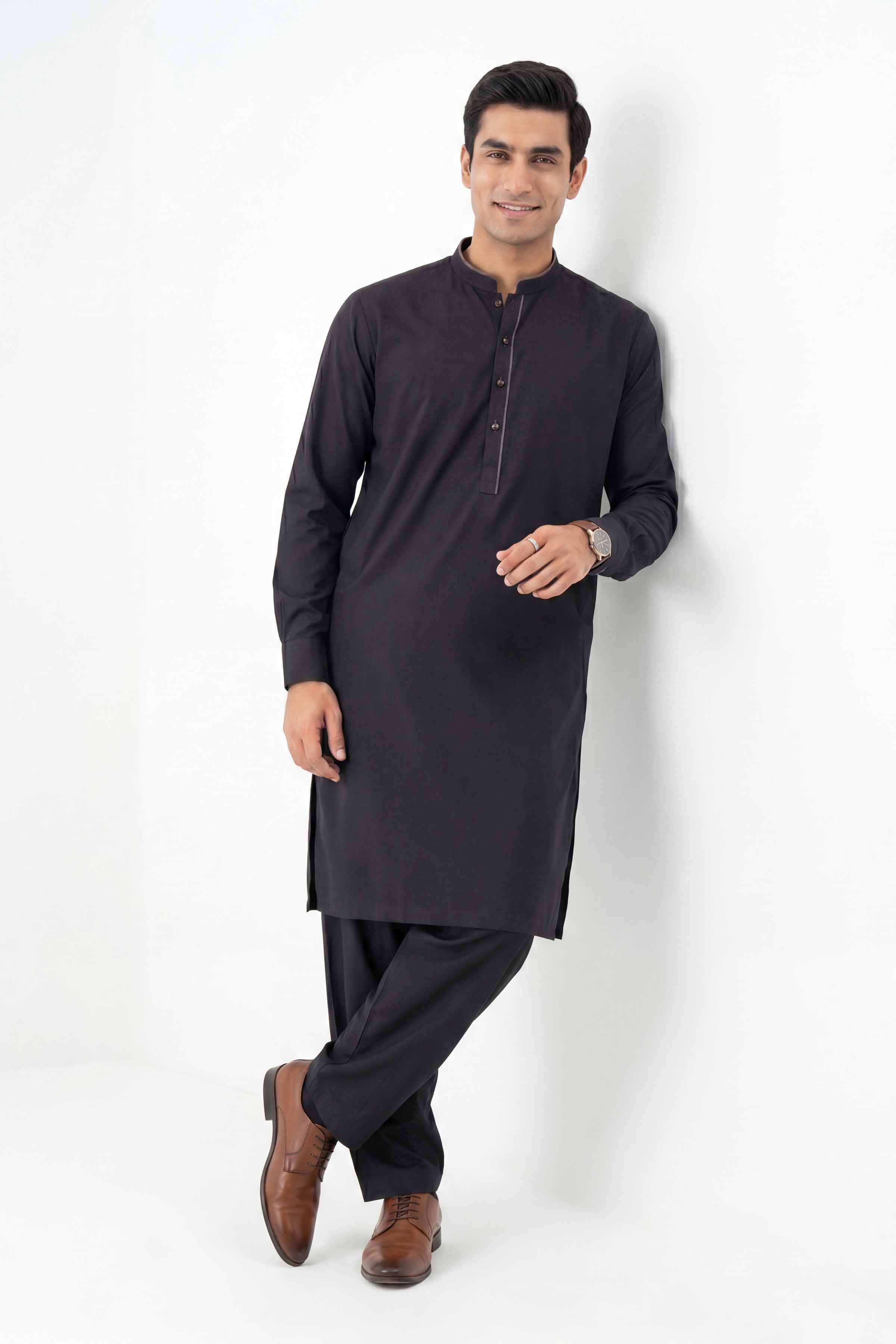 2 Piece - Naqsh Suit - 42608045 Black Latha 2PC Non-Embroidered Nishat Australia