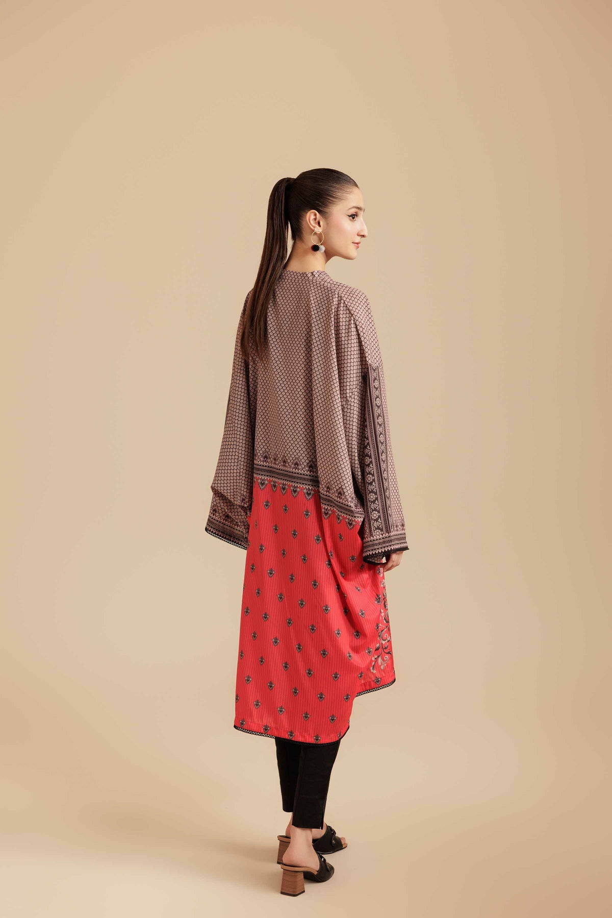 Printed Tunic - AS25-104 Red Silk 1PC Printed Nishat Australia