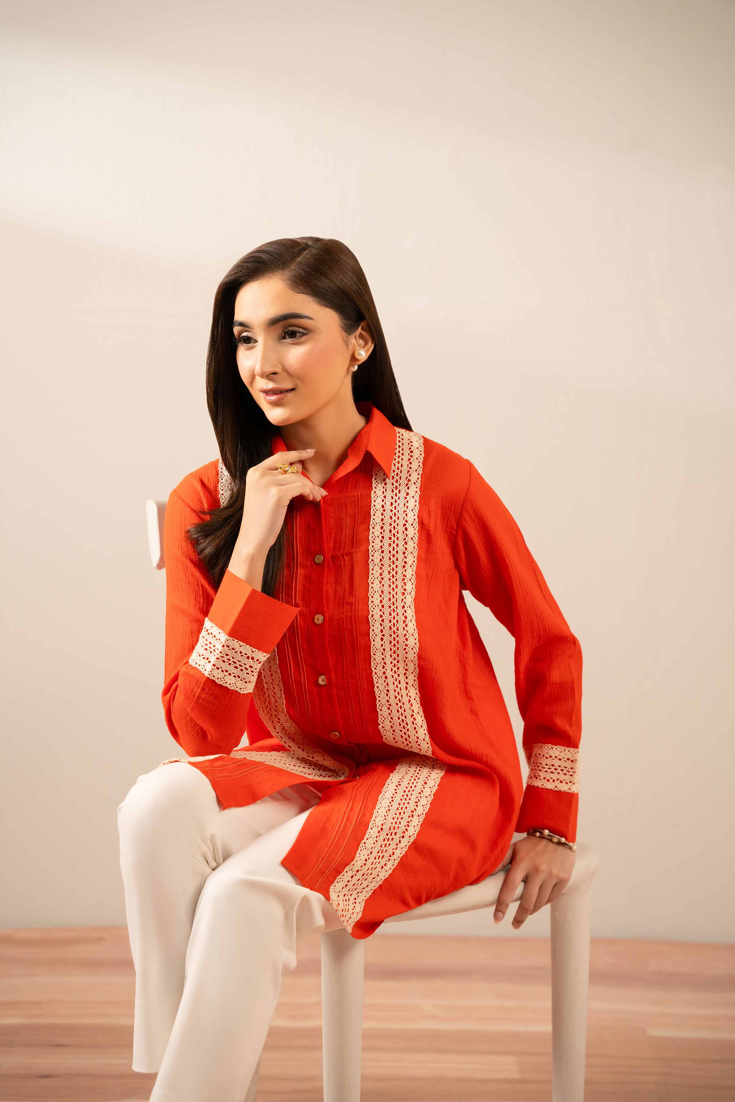 Basic Tunic - AS25-106 READY TO WEAR Orange Cotton 1 Piece Solids