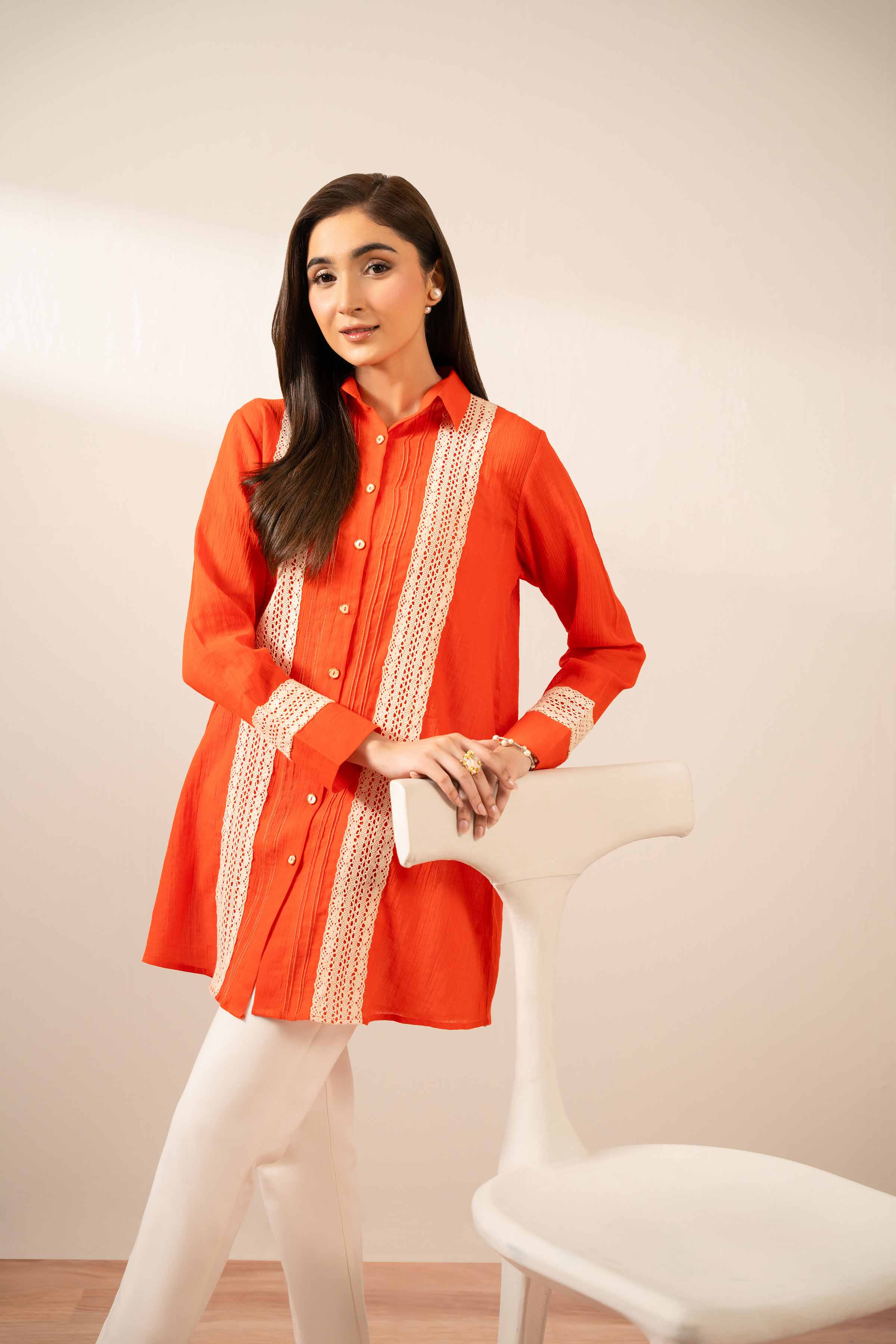 Basic Tunic - AS25-106 READY TO WEAR Orange Cotton 1 Piece Solids