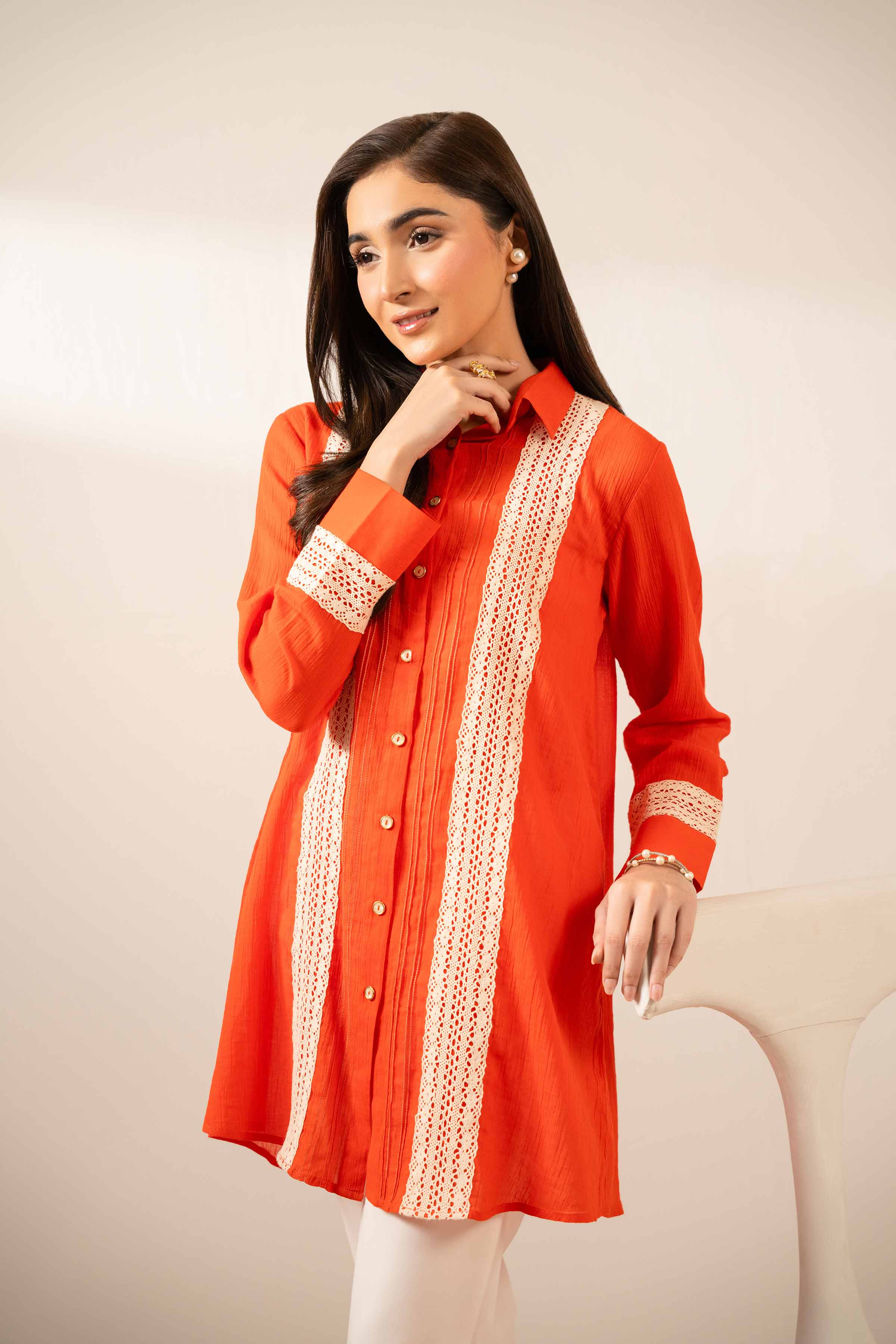 Basic Tunic - AS25-106 READY TO WEAR Orange Cotton 1 Piece Solids