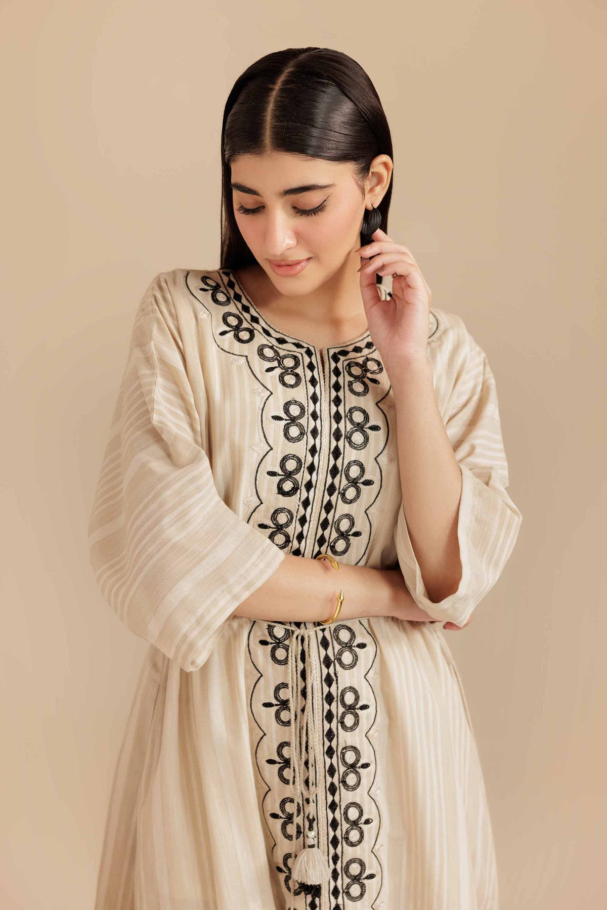 Embroidered Dress - AS25-109 Beige Cotton 1PC Embroidered Nishat Australia