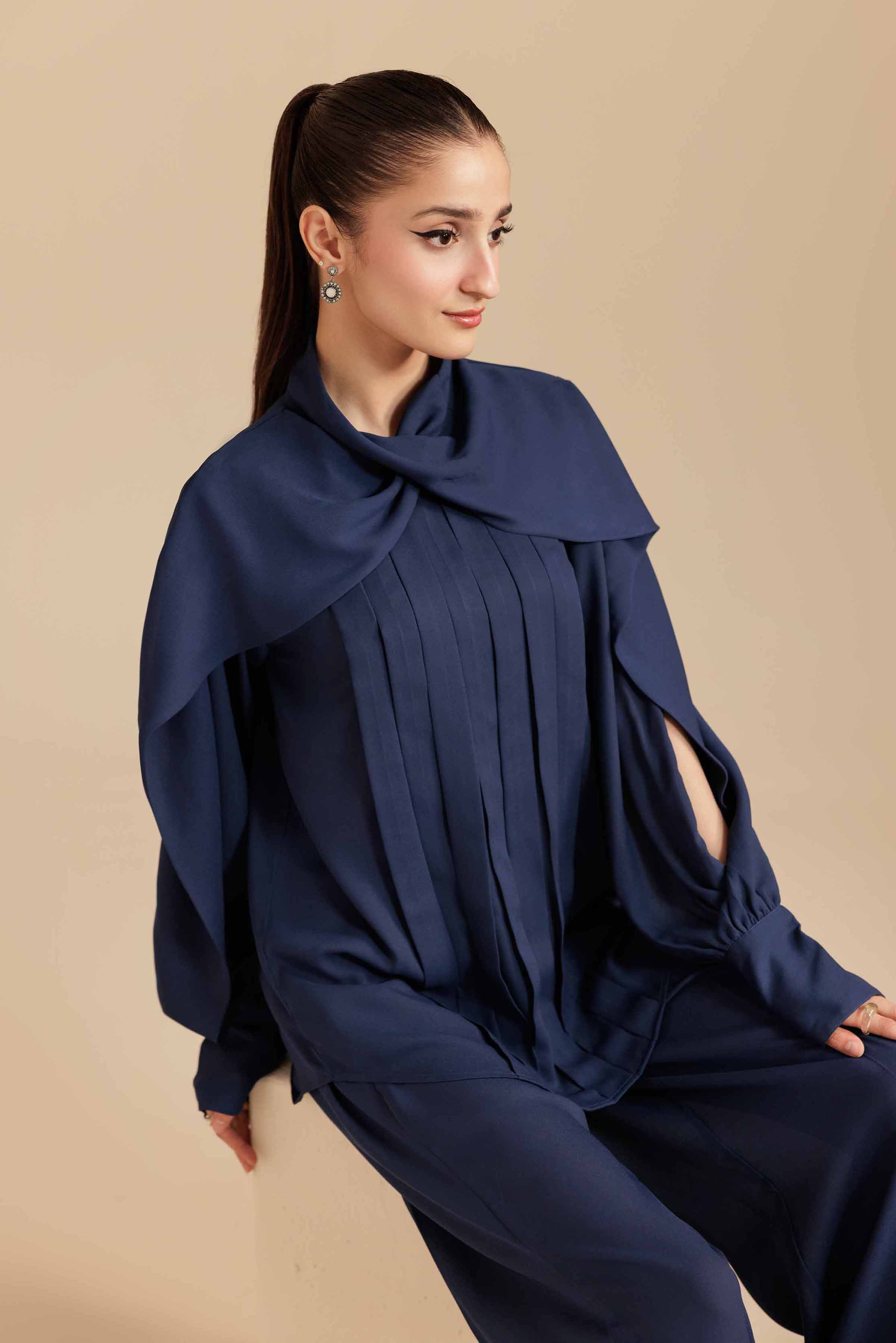 2 Piece - Basic Suit - AS25-110 READY TO WEAR Blue Georgette 2PC Solids