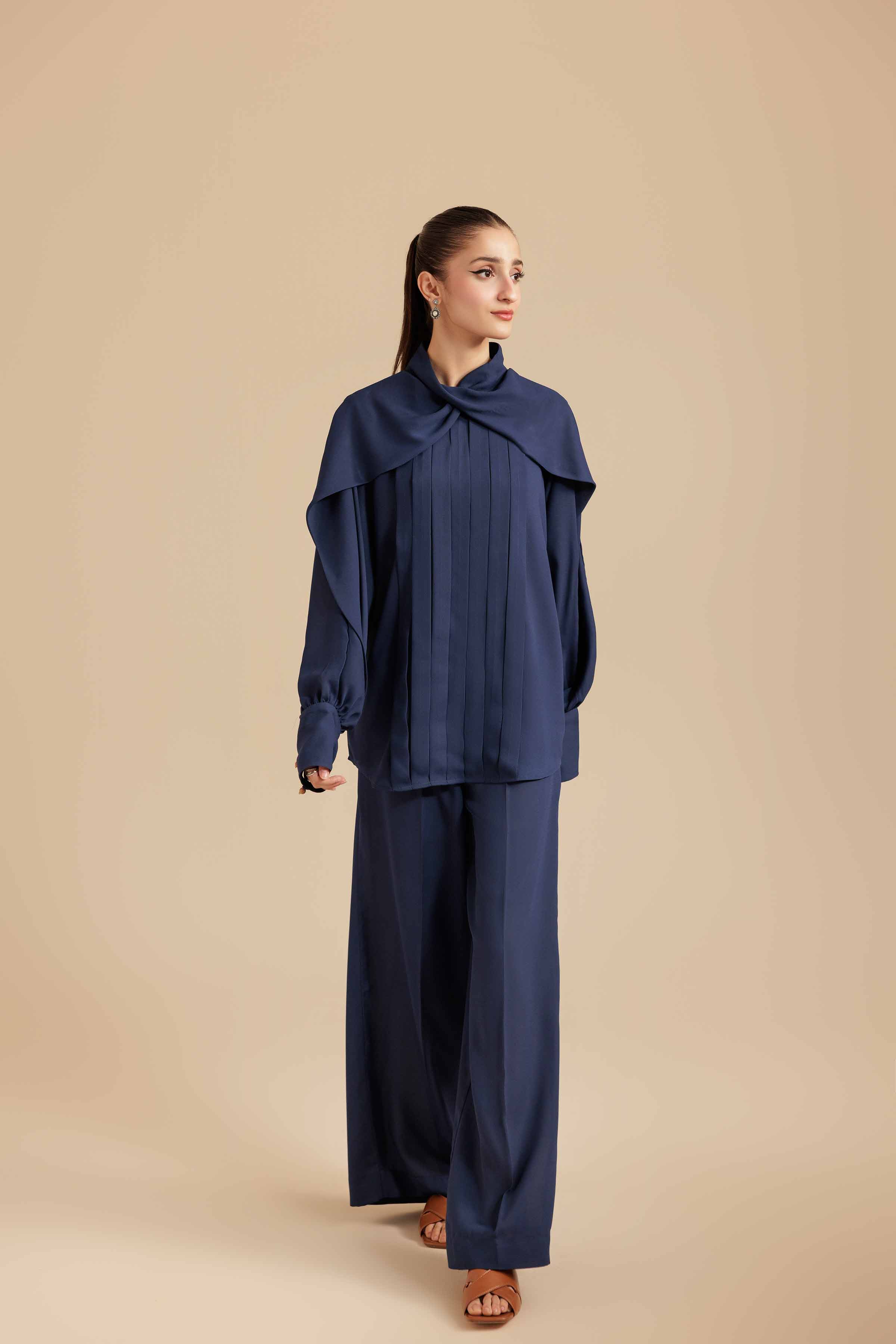 2 Piece - Basic Suit - AS25-110 READY TO WEAR Blue Georgette 2PC Solids
