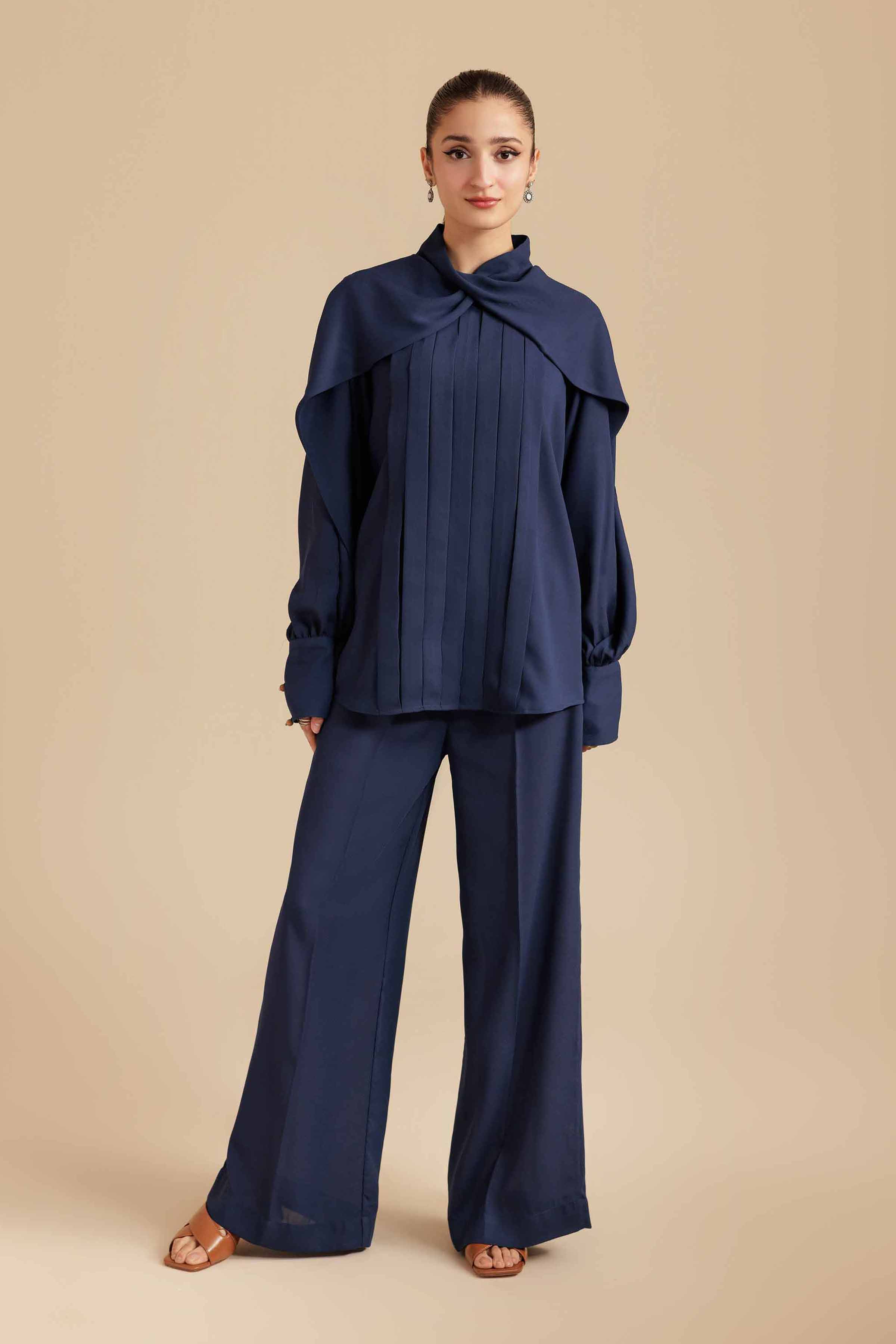 2 Piece - Basic Suit - AS25-110 READY TO WEAR Blue Georgette 2PC Solids