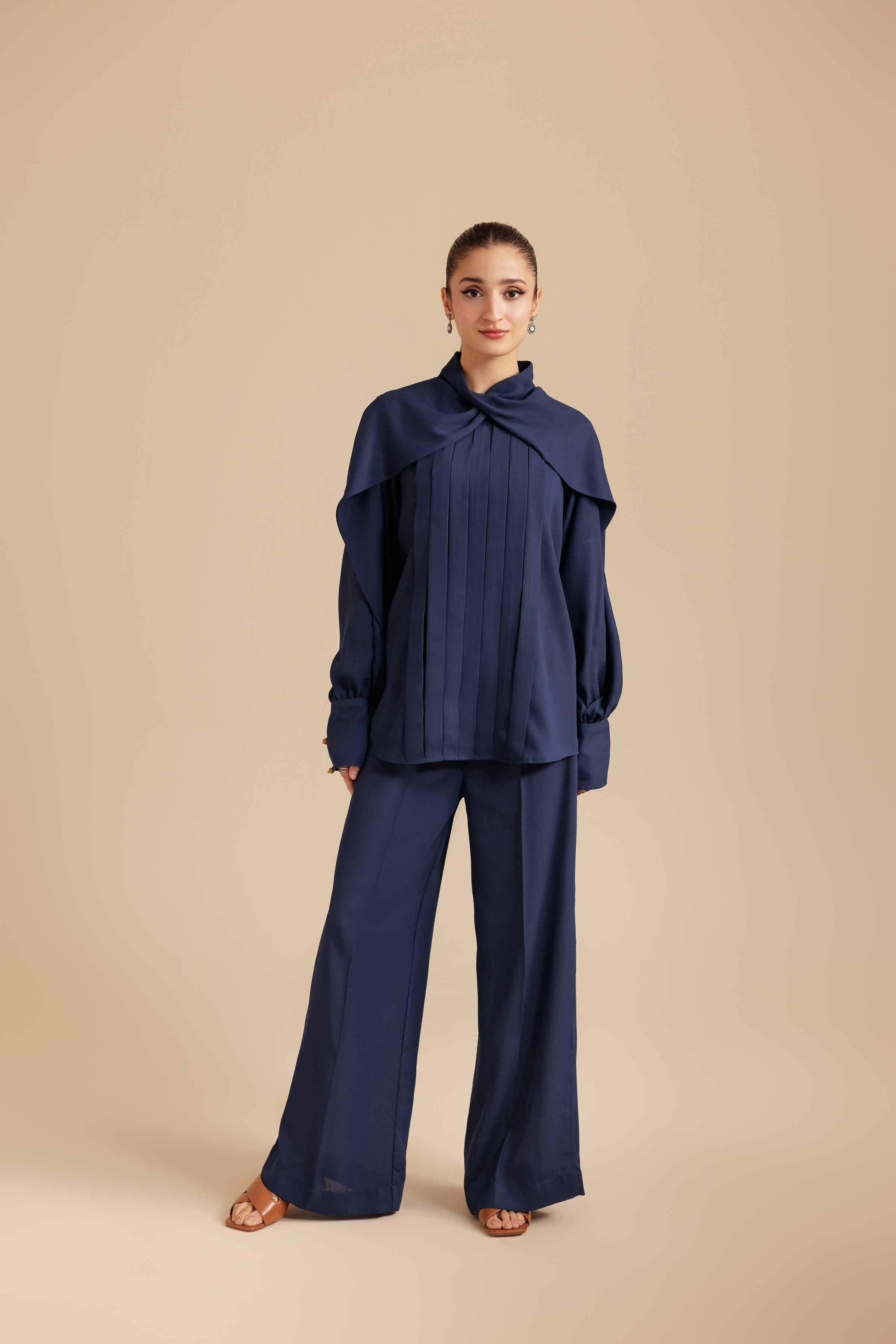 2 Piece - Basic Suit - AS25-110 READY TO WEAR Blue Georgette 2PC Solids