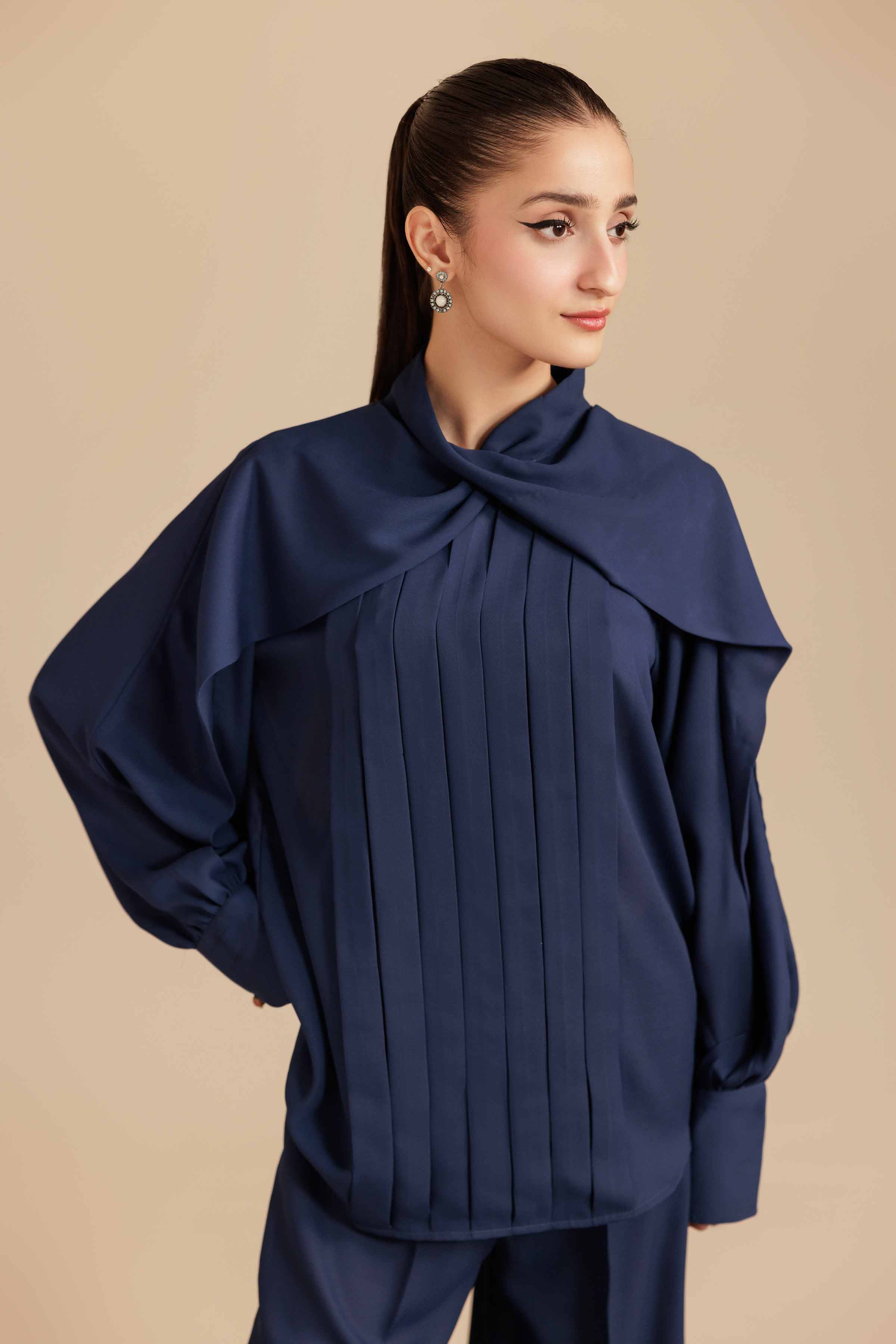 2 Piece - Basic Suit - AS25-110 READY TO WEAR Blue Georgette 2PC Solids