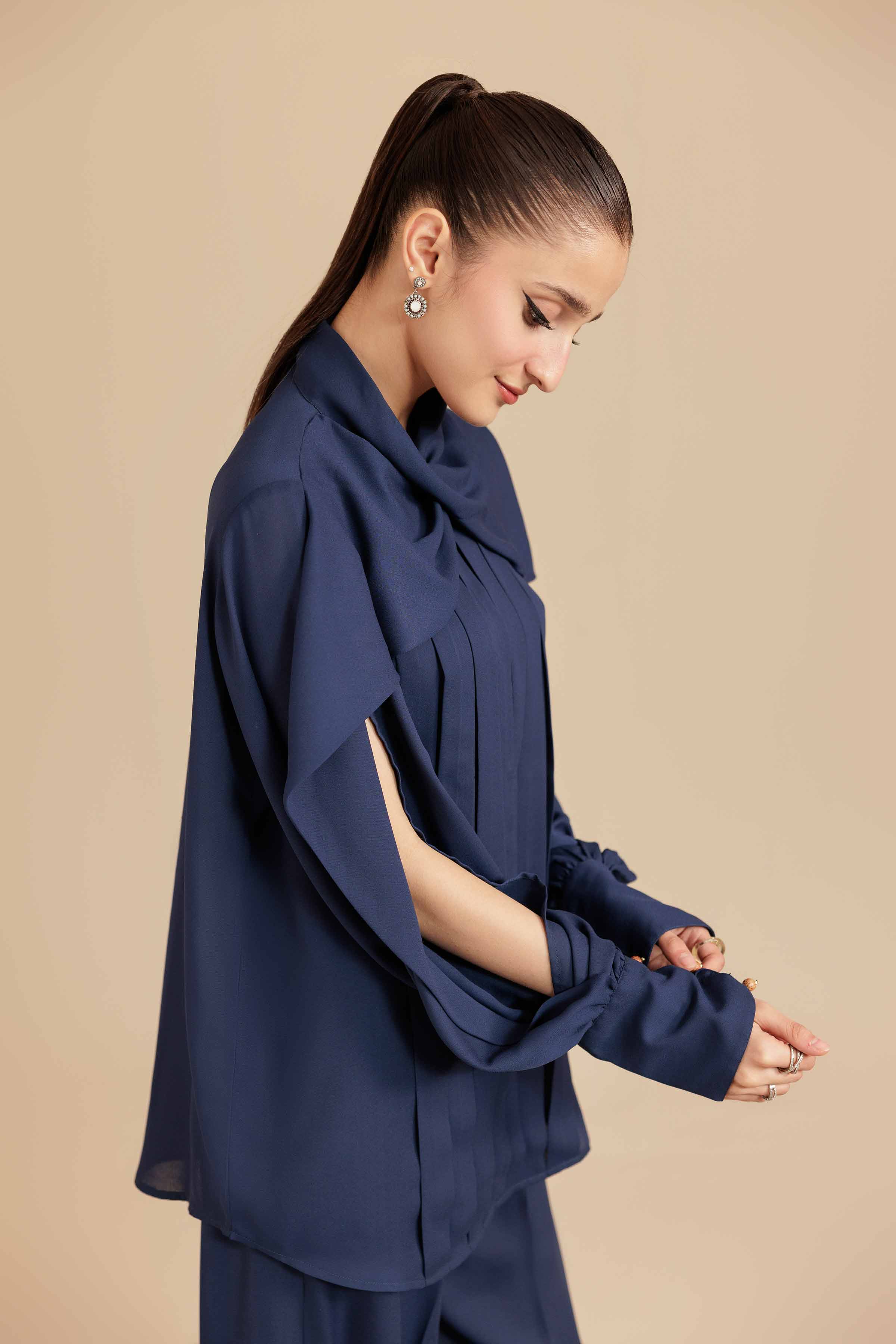 2 Piece - Basic Suit - AS25-110 READY TO WEAR Blue Georgette 2PC Solids