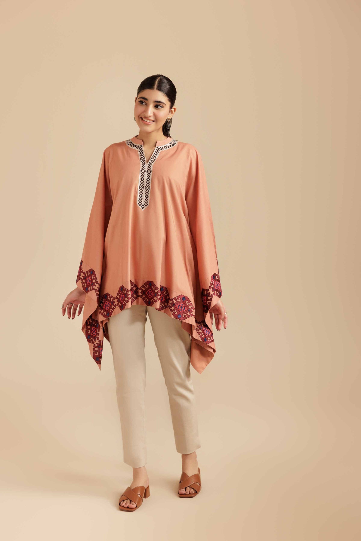 Embroidered Tunic - AS25-112 Red Cambric 1PC Embroidered Nishat Australia