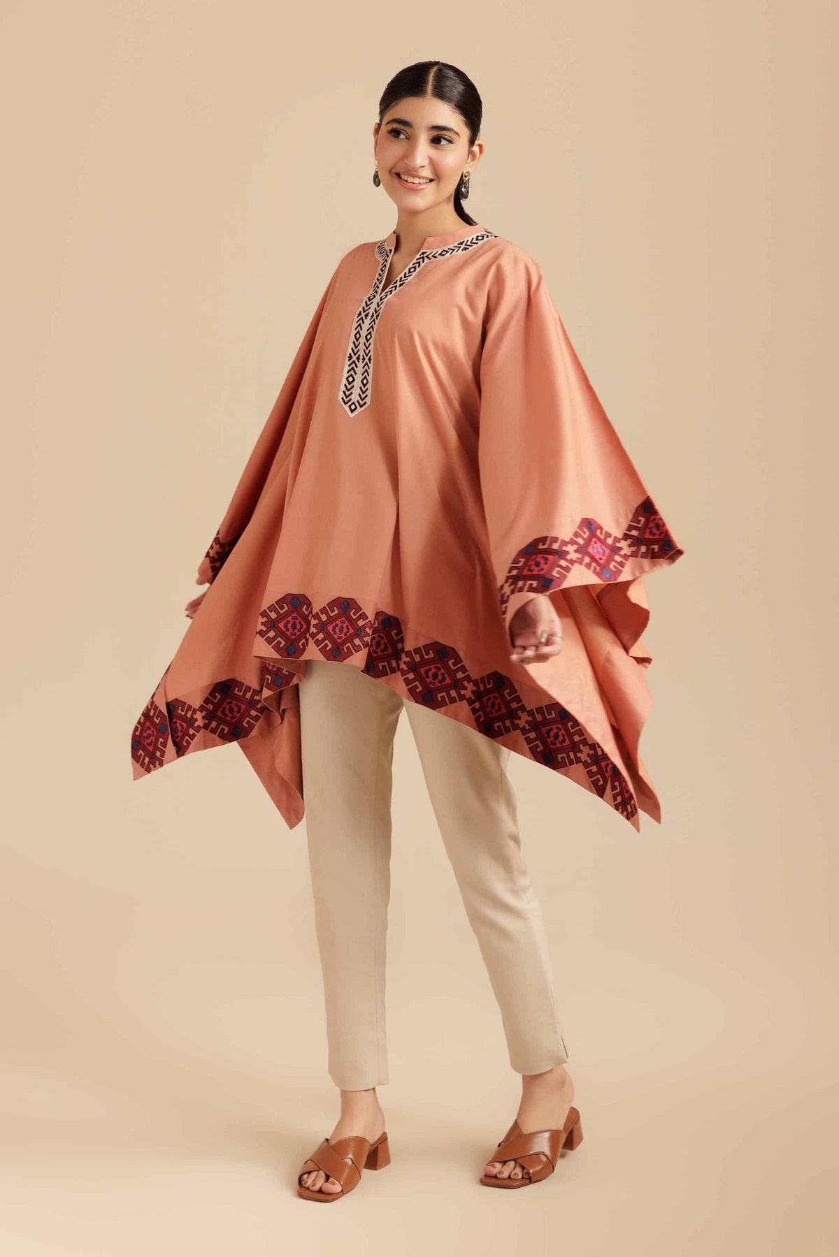 Embroidered Tunic - AS25-112 Red Cambric 1PC Embroidered Nishat Australia
