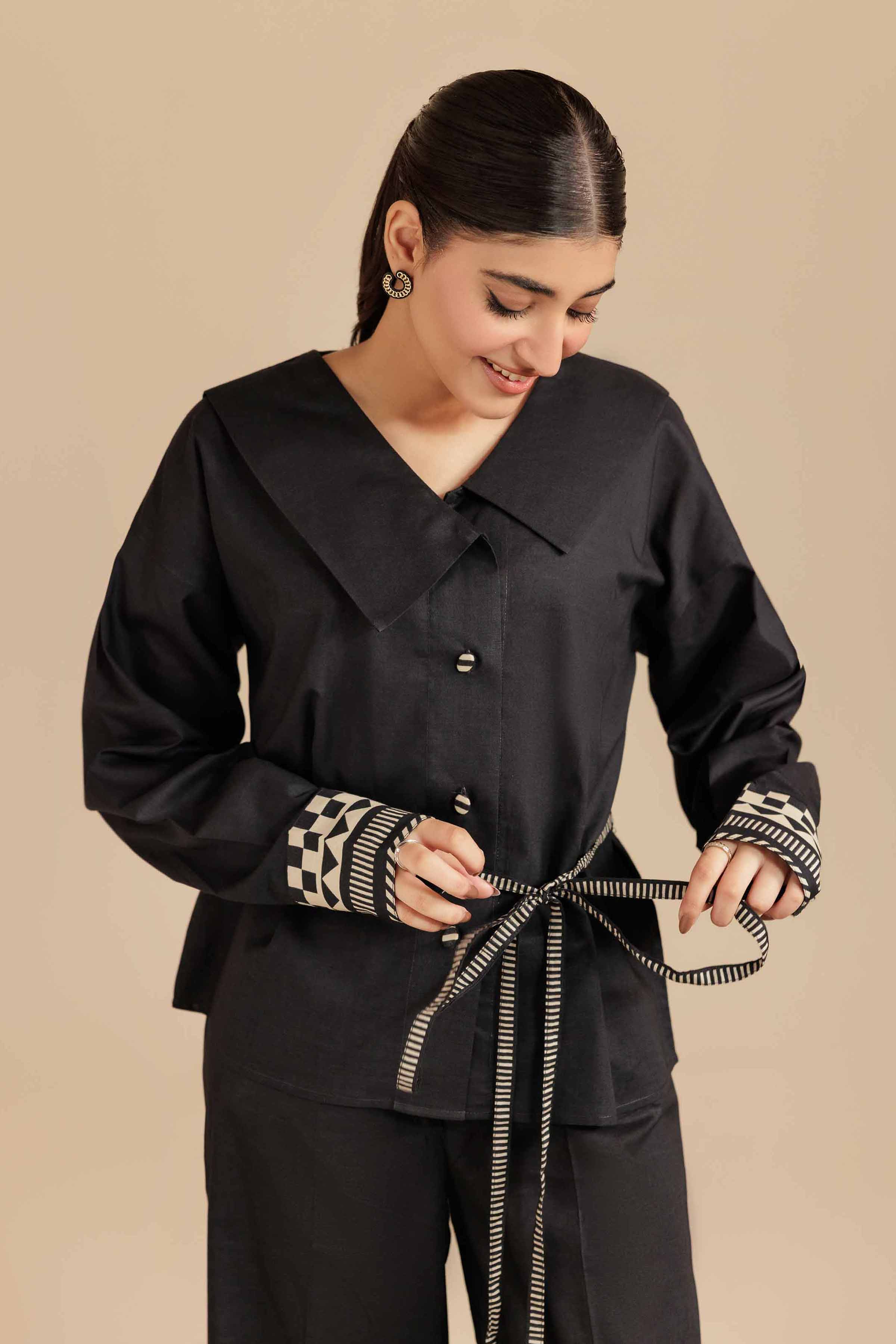 2 Piece - Printed Suit - AS25-121 Ready To Wear Black Cambric 2PC Printed