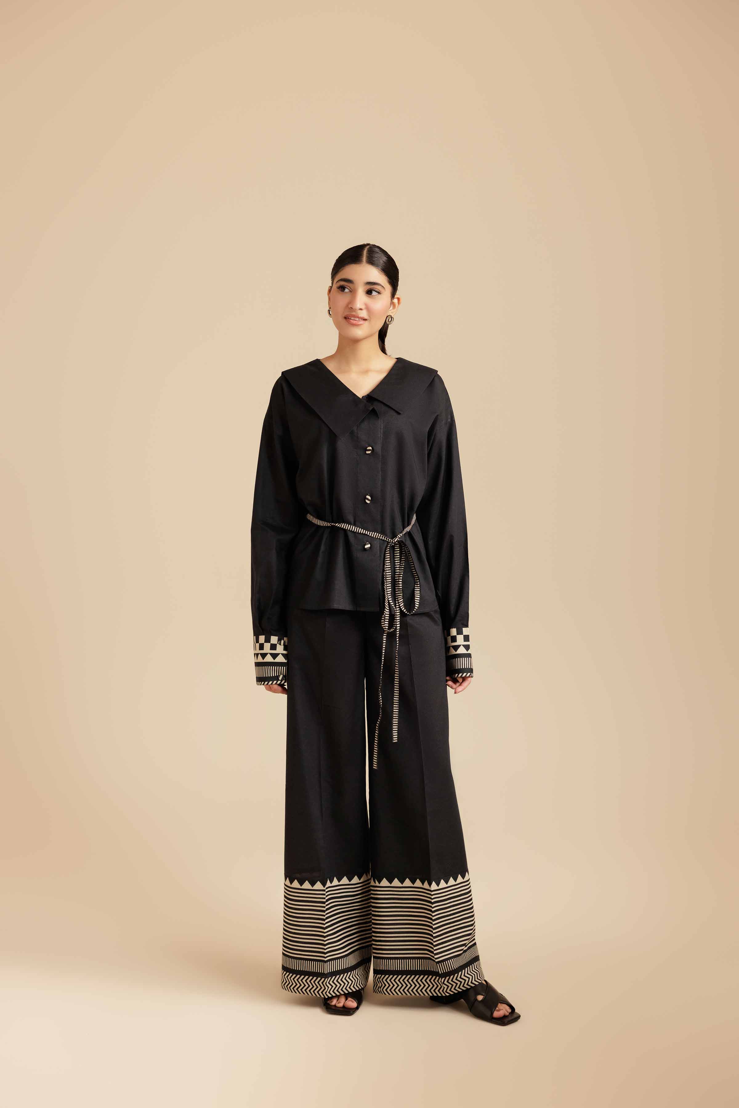 2 Piece - Printed Suit - AS25-121 Ready To Wear Black Cambric 2PC Printed