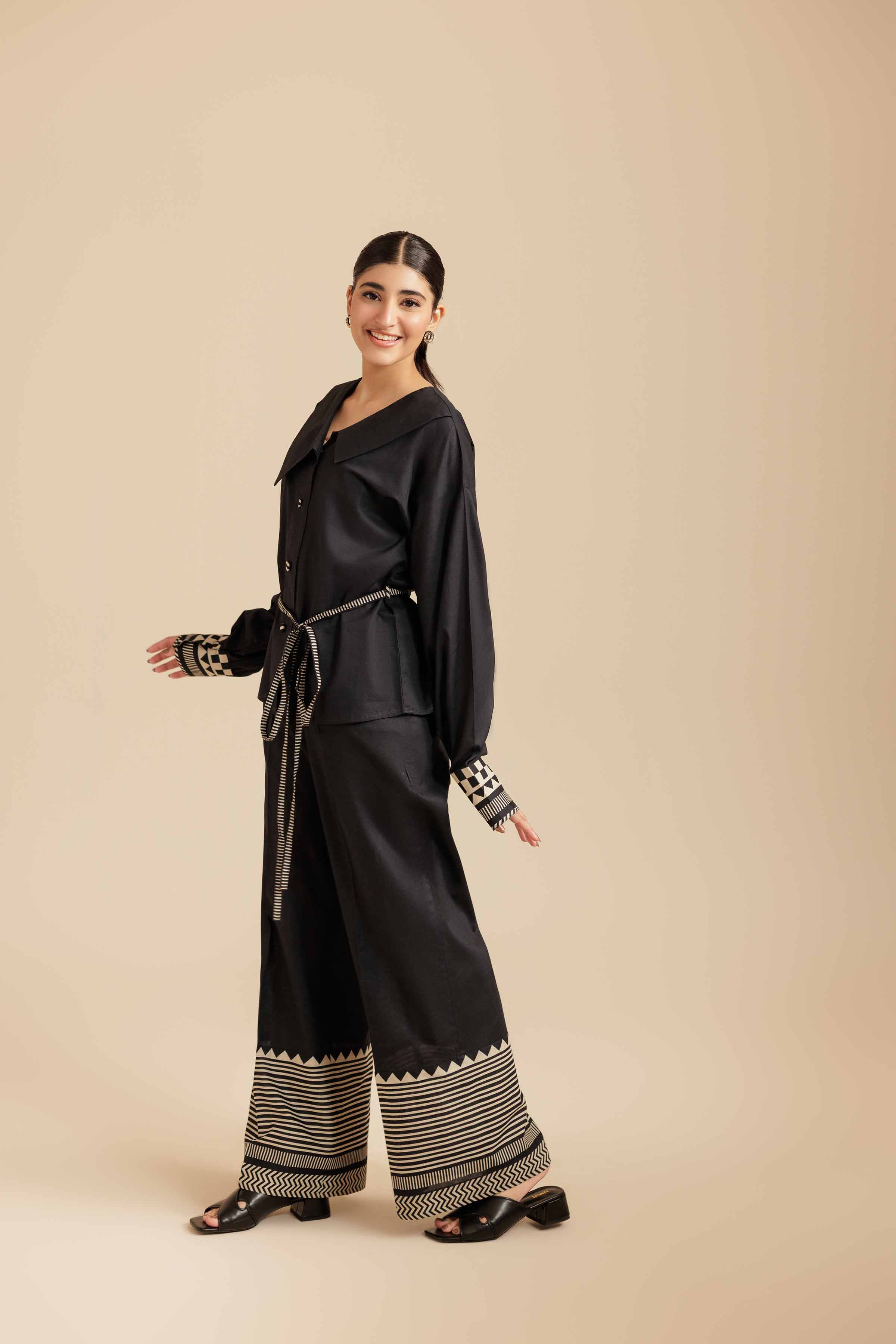 2 Piece - Printed Suit - AS25-121 Ready To Wear Black Cambric 2PC Printed