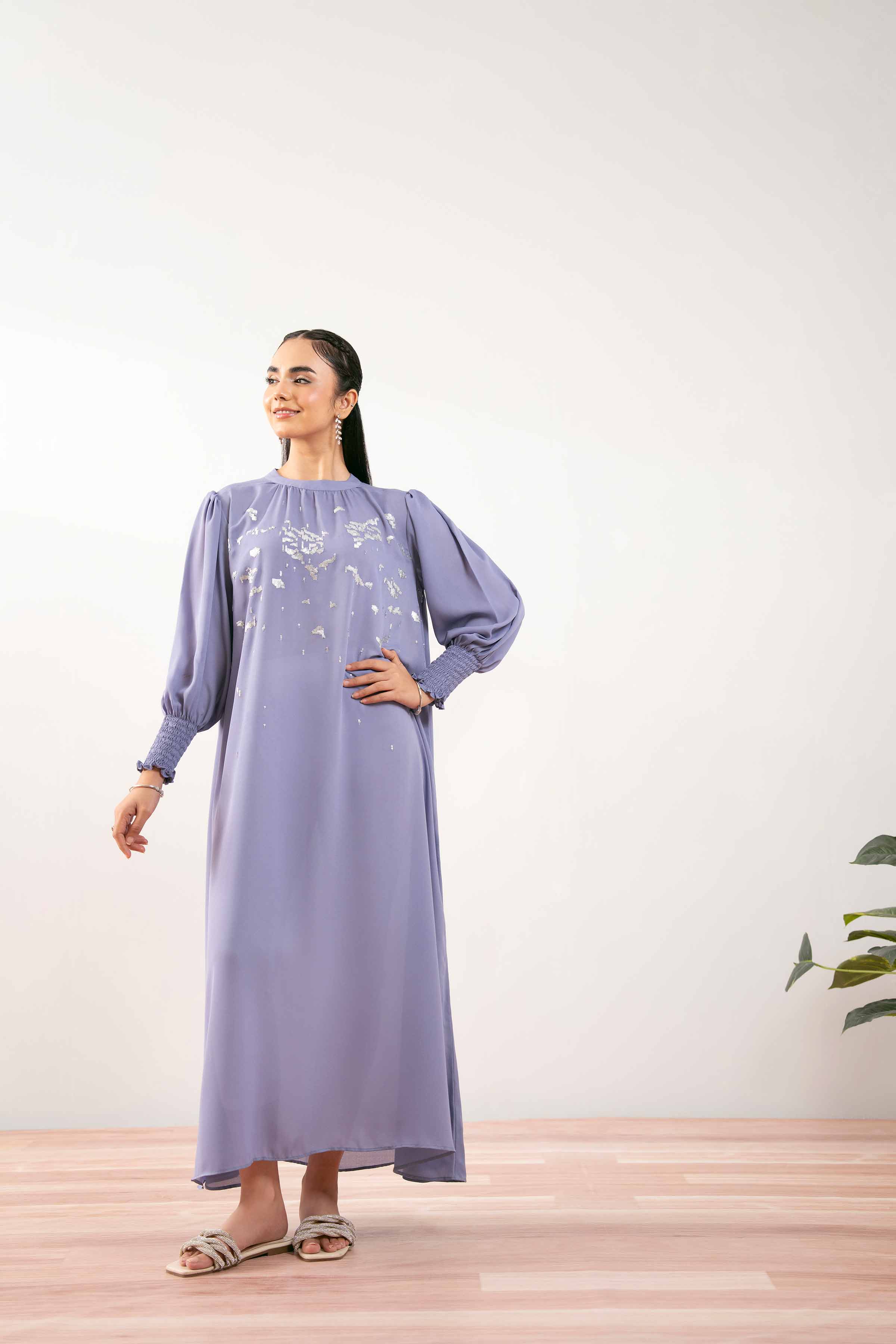 Embroidered Dress - AS25-88 READY TO WEAR Purple Georgette 1PC Embroidered