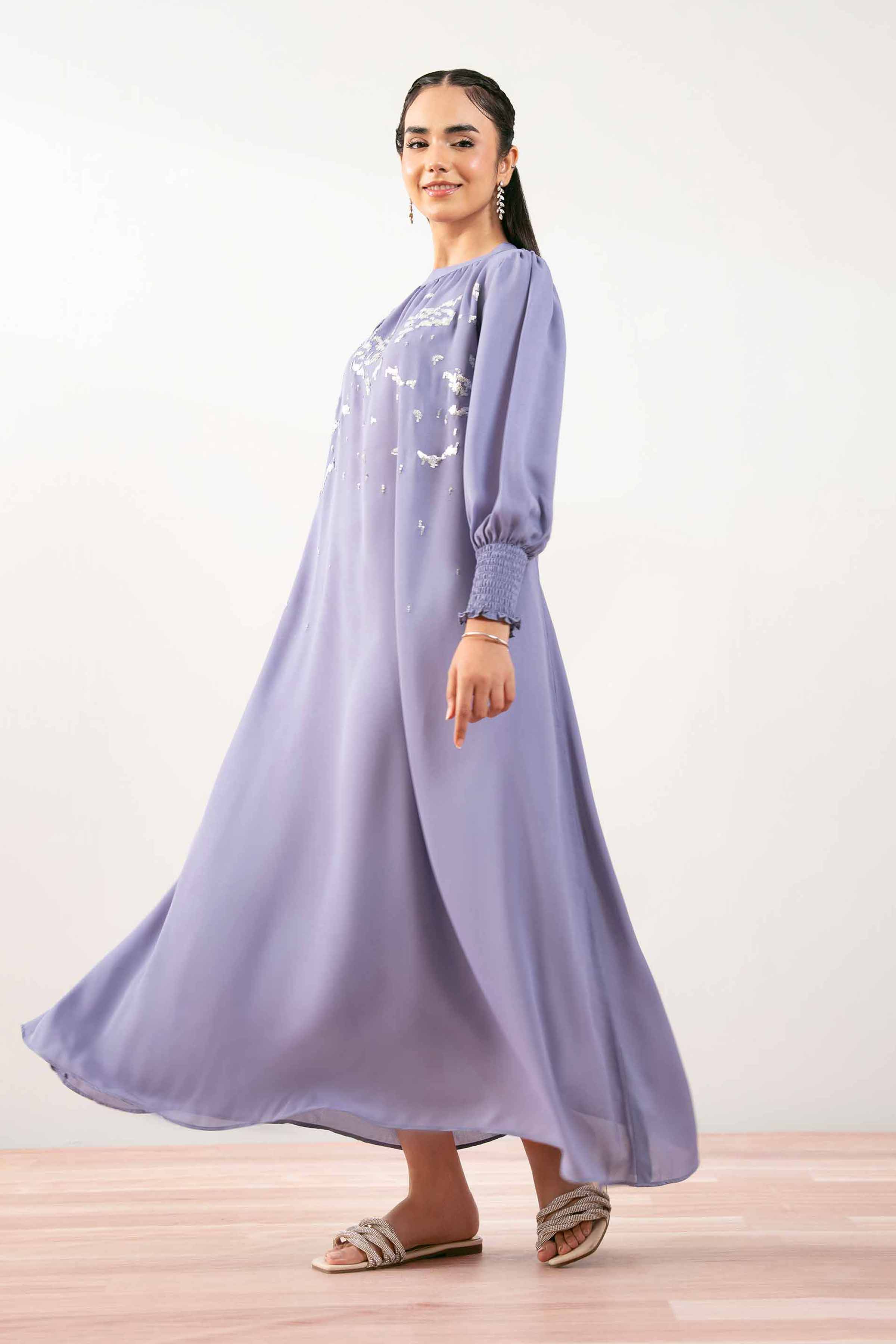 Embroidered Dress - AS25-88 READY TO WEAR Purple Georgette 1PC Embroidered