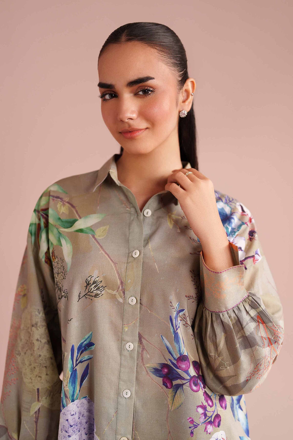 Printed Tunic - AS26-01 Green Cambric 1PC Printed Nishat Australia