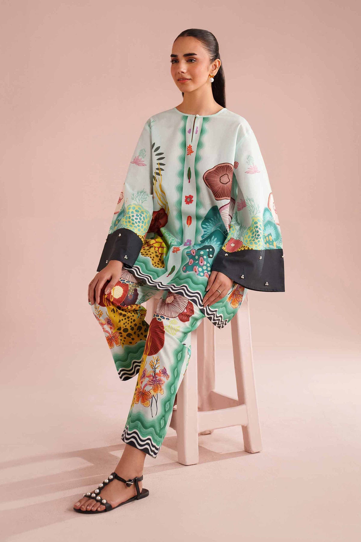 2 Piece - Printed Suit - AS26-02 Green Cambric 2PC Printed Nishat Australia