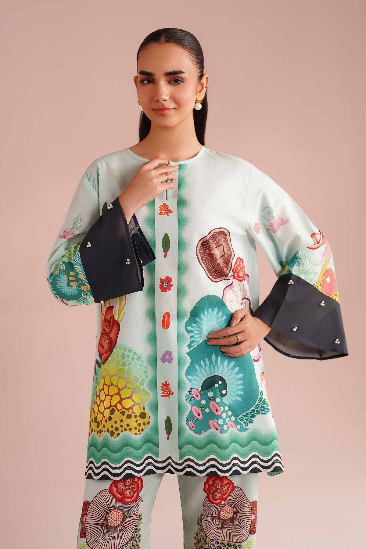 2 Piece - Printed Suit - AS26-02 Green Cambric 2PC Printed Nishat Australia