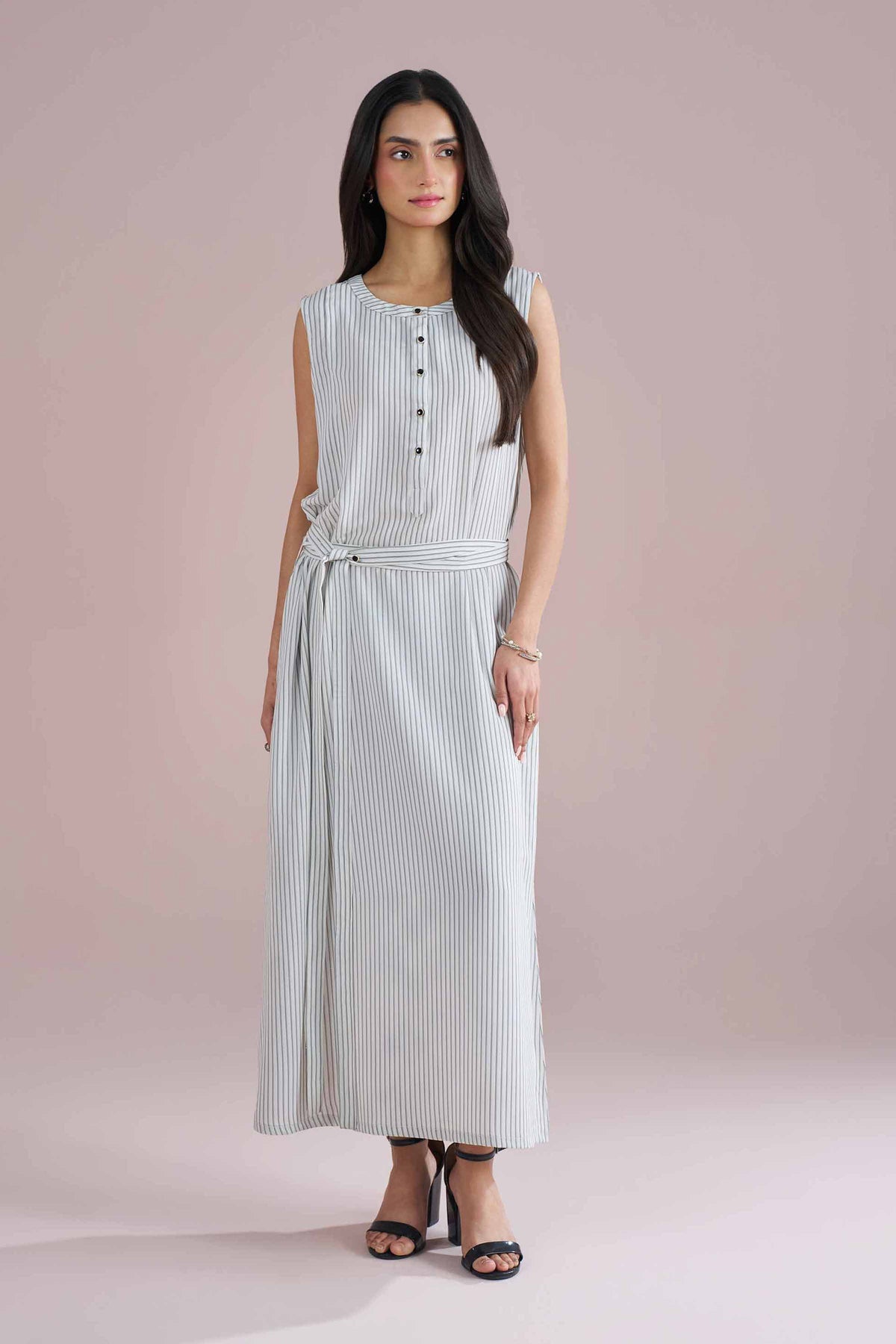 Printed Tunic - AS26-104 White Twill Strip 1PC Printed Nishat Australia