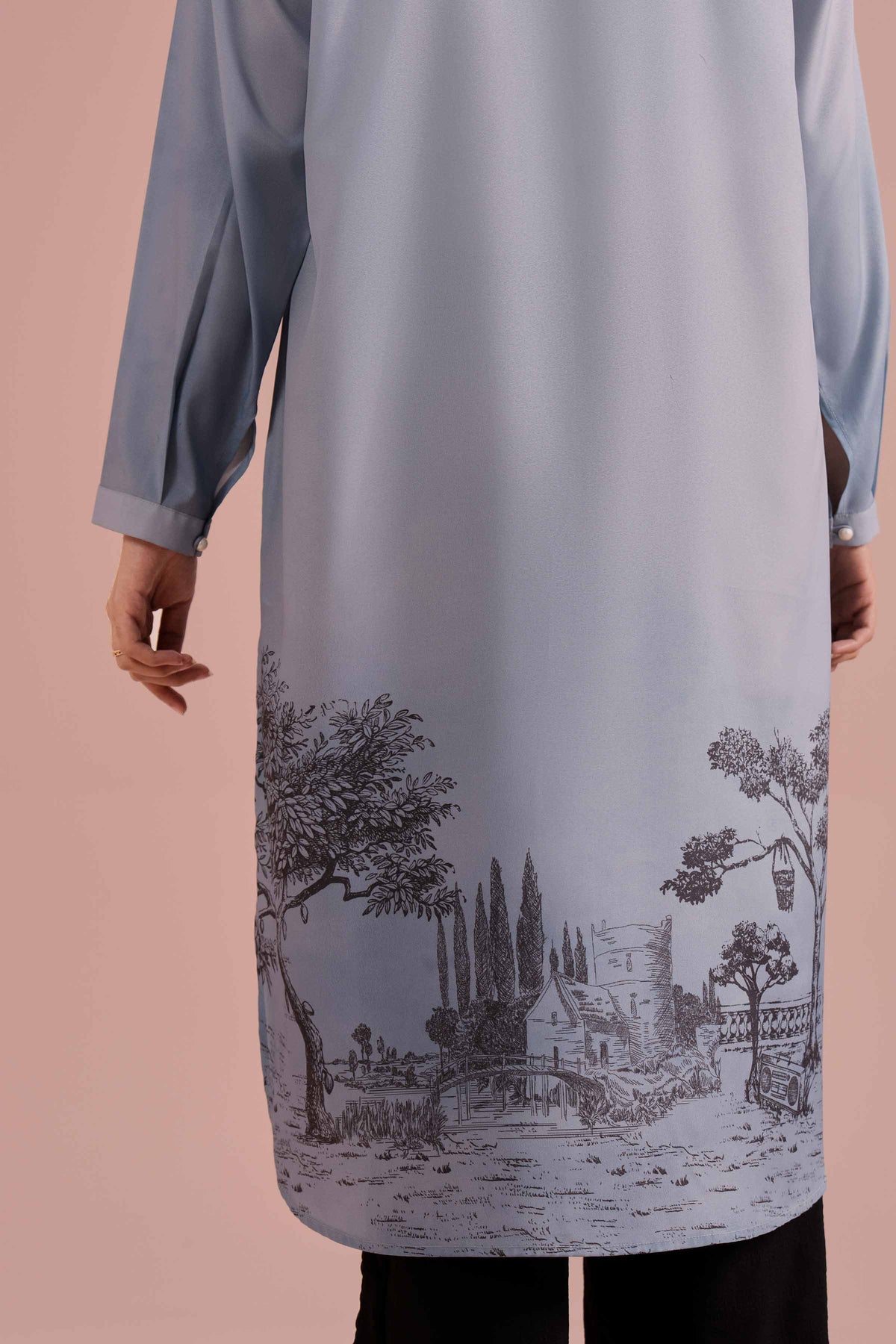 Printed Tunic - AS26-11 Blue Silk 1PC Printed Nishat Australia