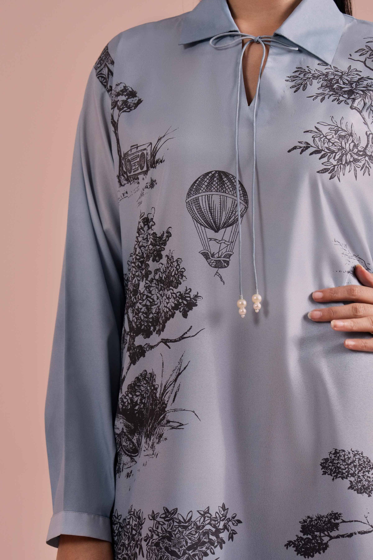 Printed Tunic - AS26-11 Blue Silk 1PC Printed Nishat Australia