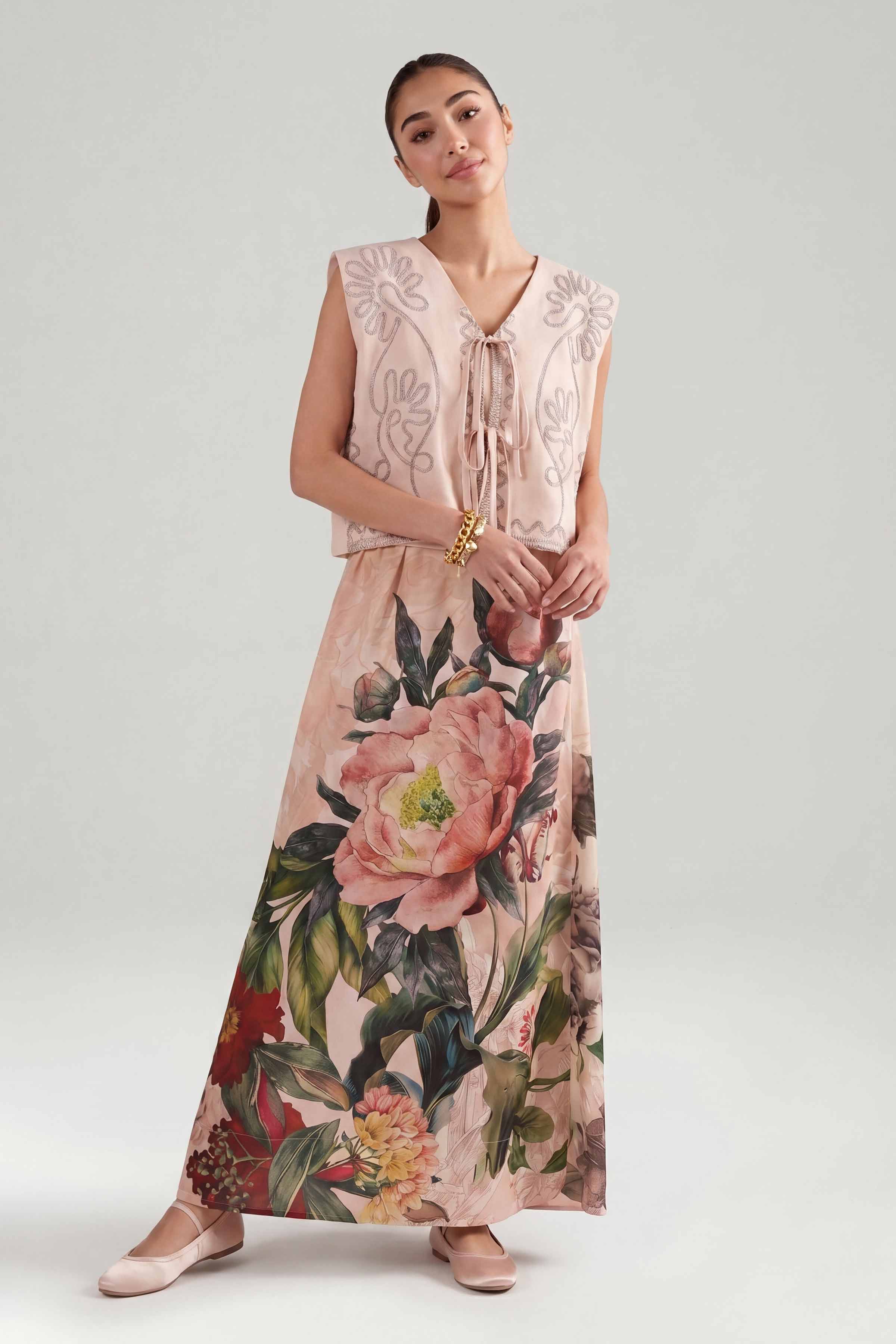 2 Piece - Embroidered Suit - AS26-12 Beige Silk 2PC Embroidered Nishat Australia